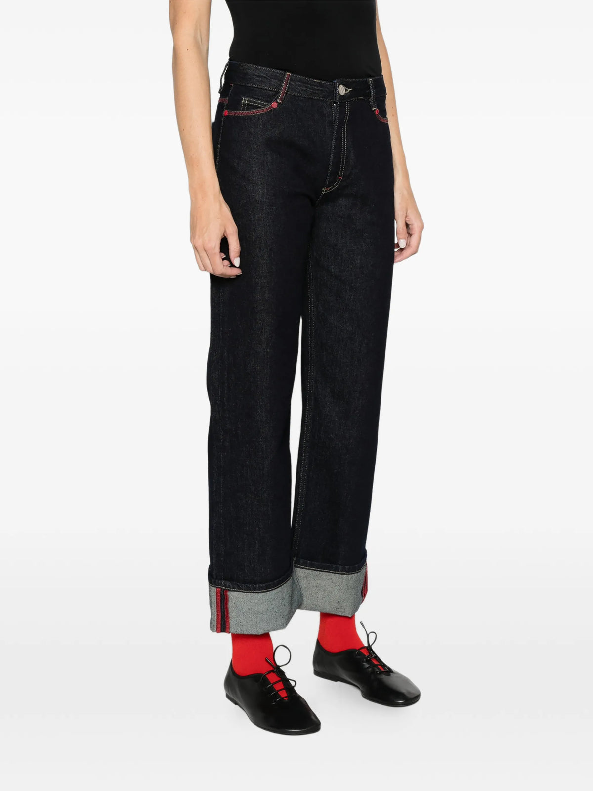 straight-leg Montana turn-up jeans - indigo selvedge