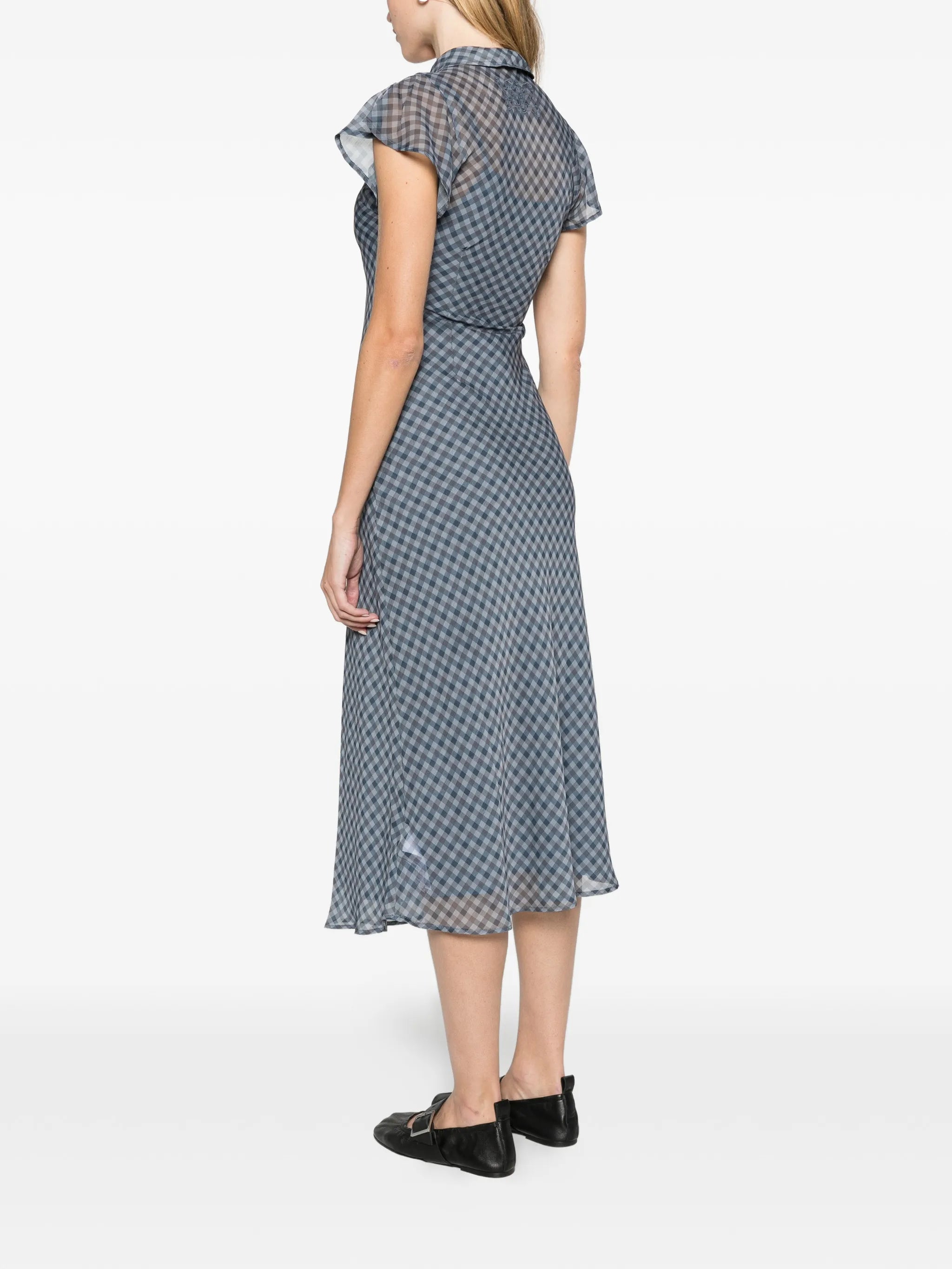 Hudson midi dress blue grey gingham