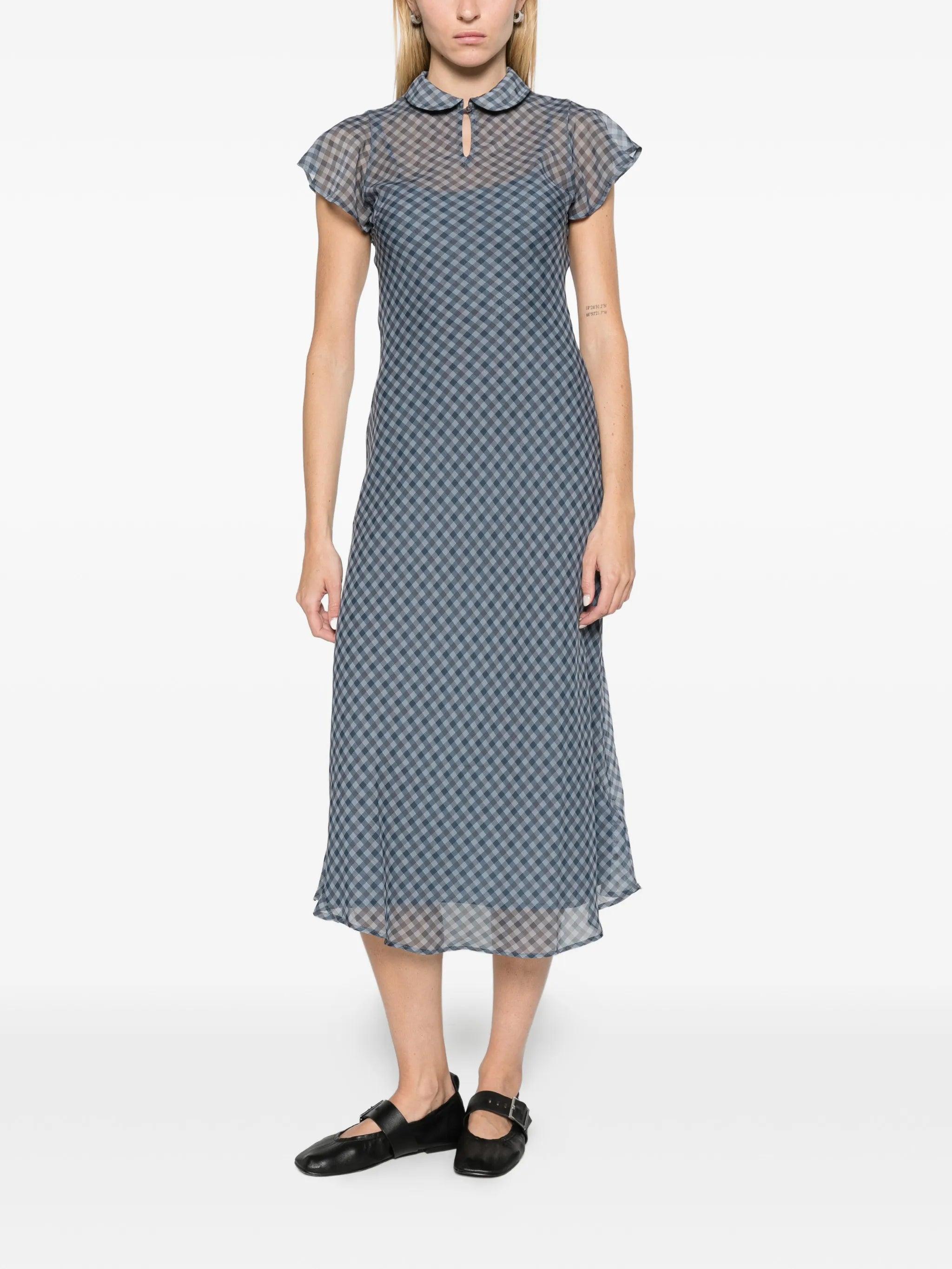 Hudson midi dress blue grey gingham