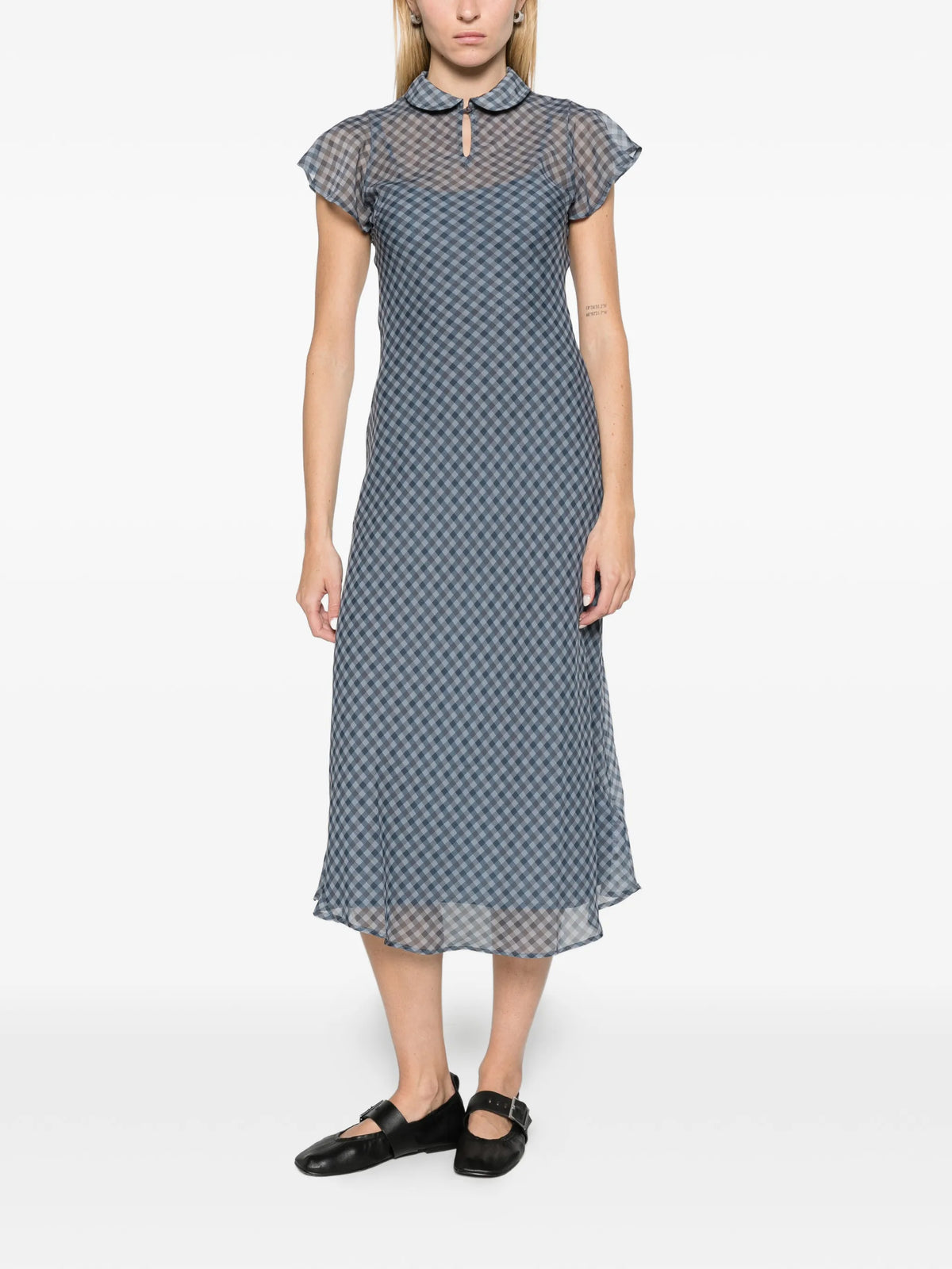 Hudson midi dress blue grey gingham