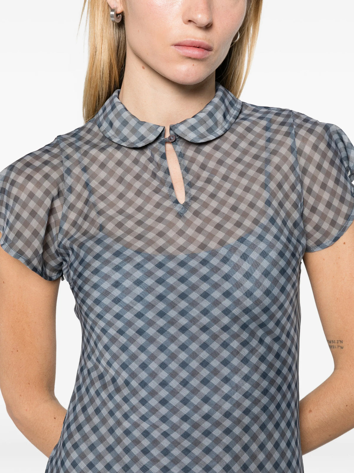 Hudson midi dress blue grey gingham