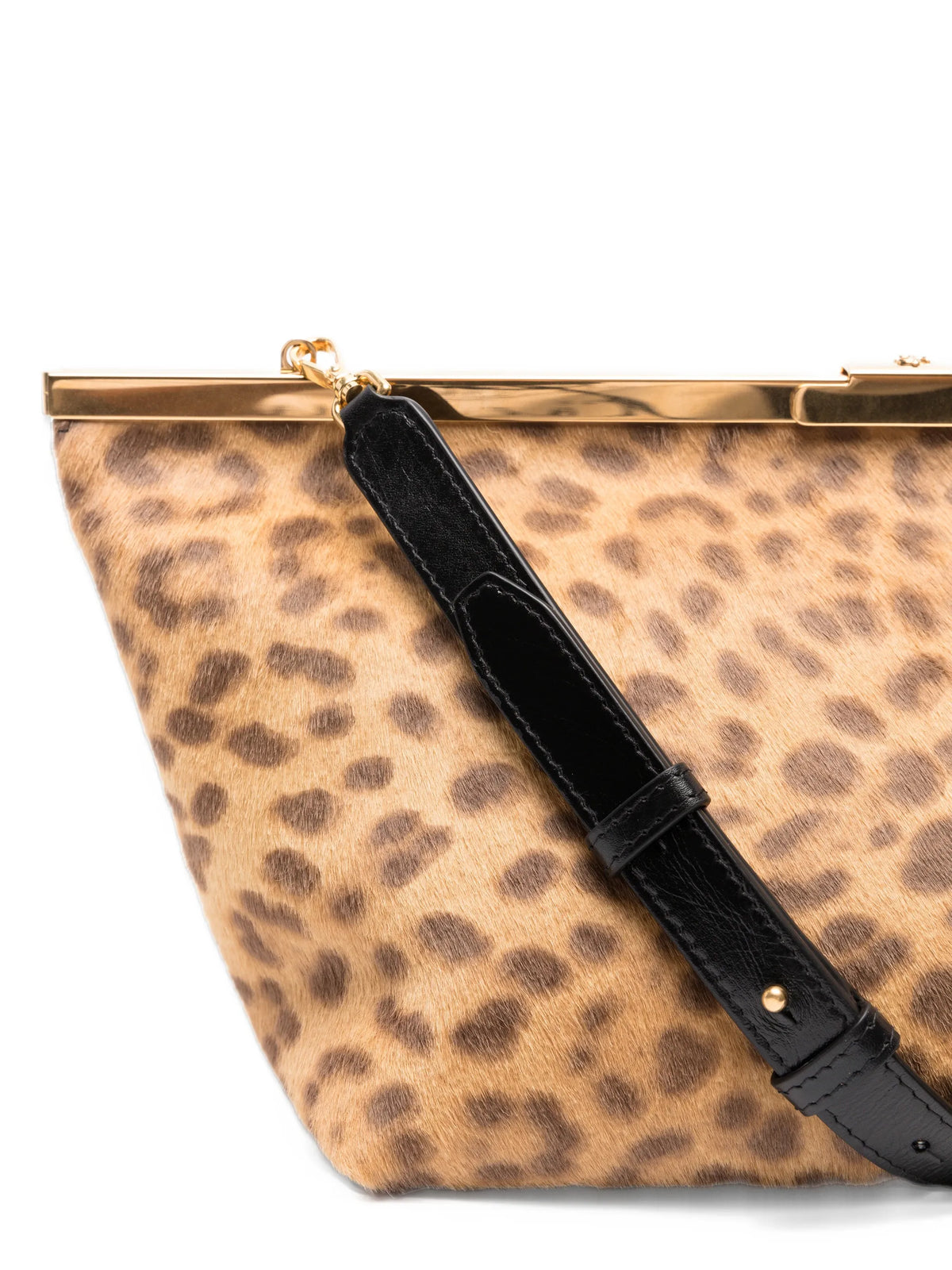 Ganache leopard-print pony clutch