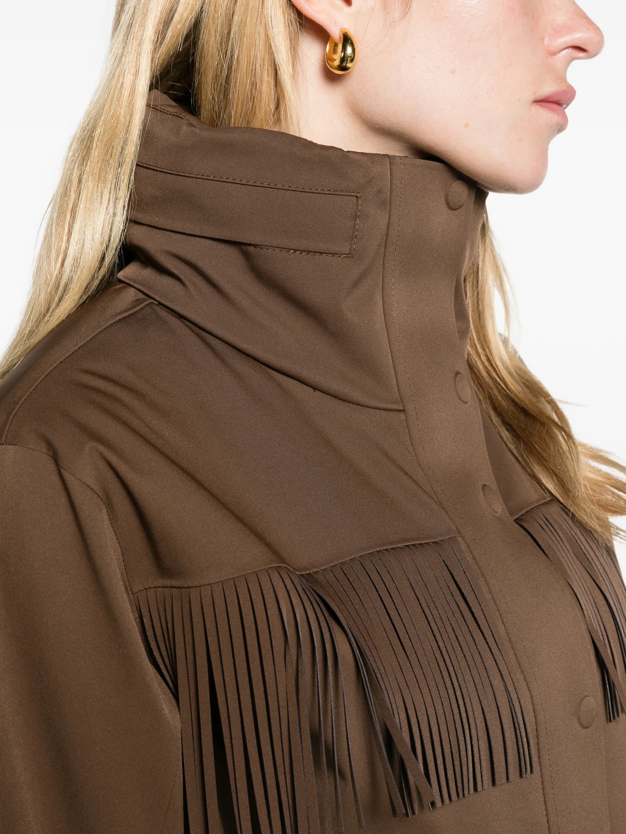 fringed insulated ski jacket