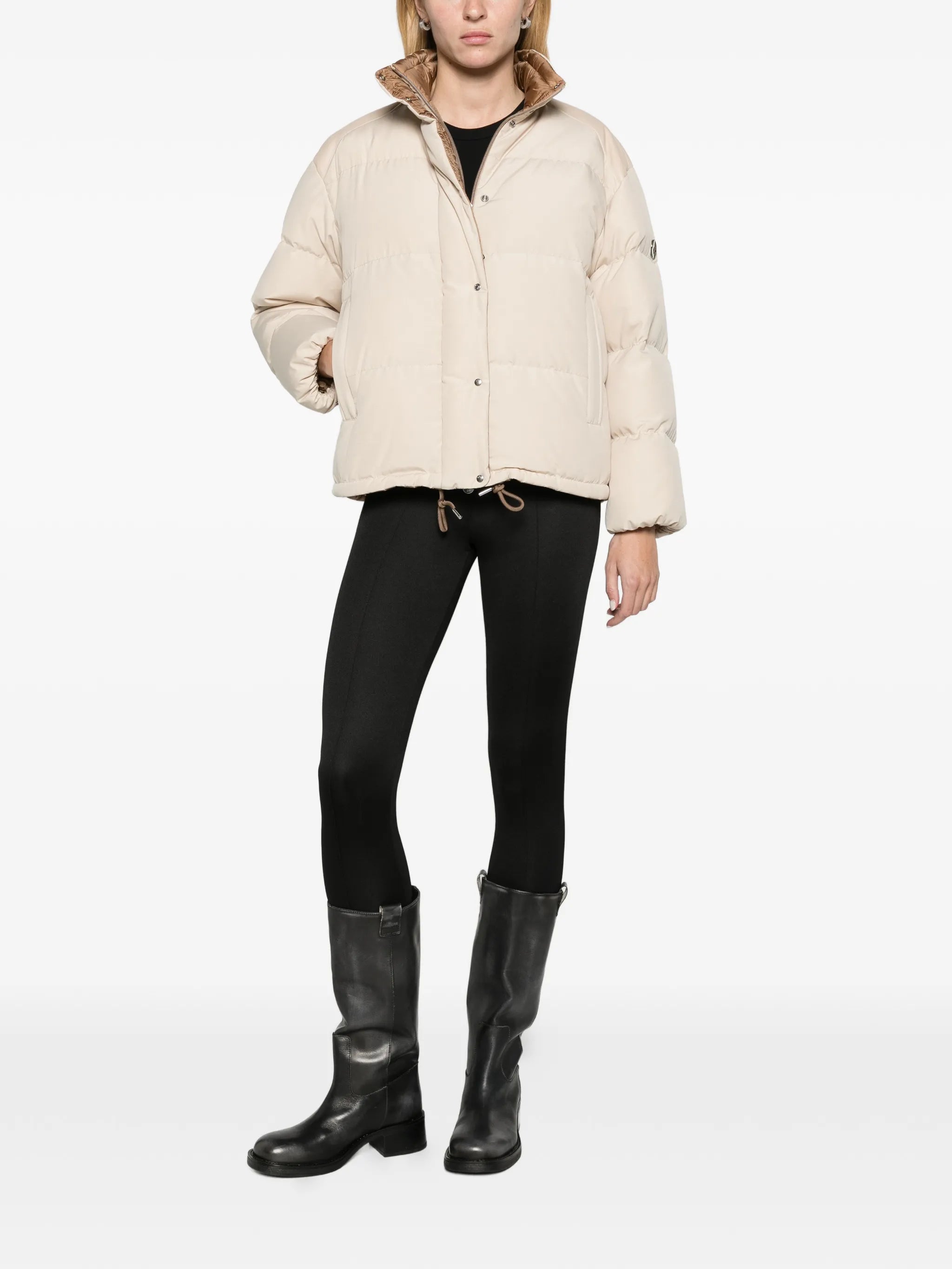 Verone leather-trimmed short down jacket