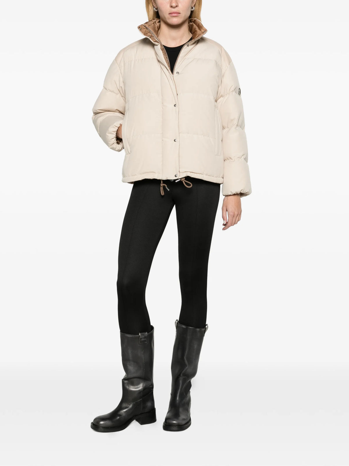 Verone leather-trimmed short down jacket