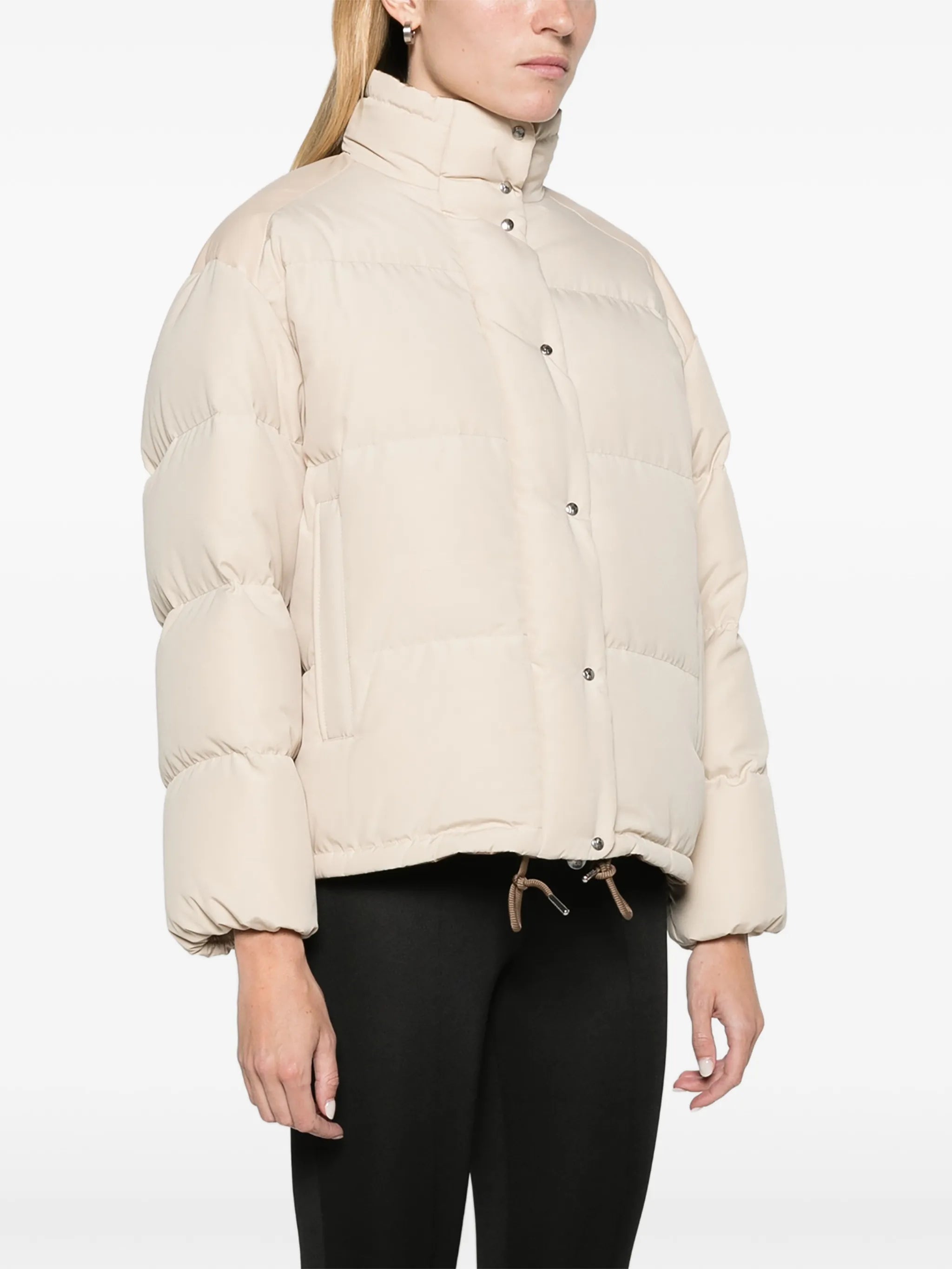 Verone leather-trimmed short down jacket