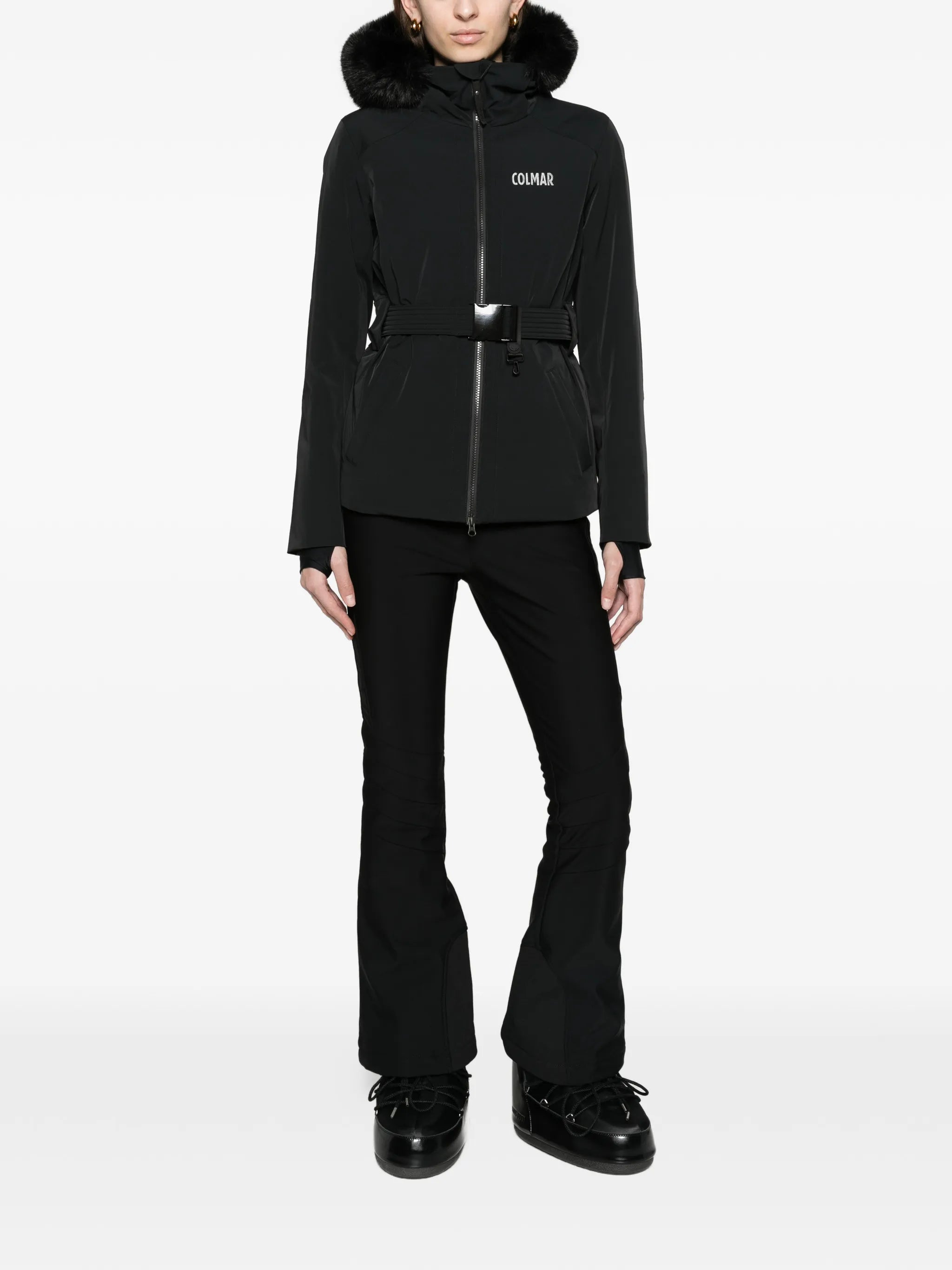 shaped ski jacket with faux fur