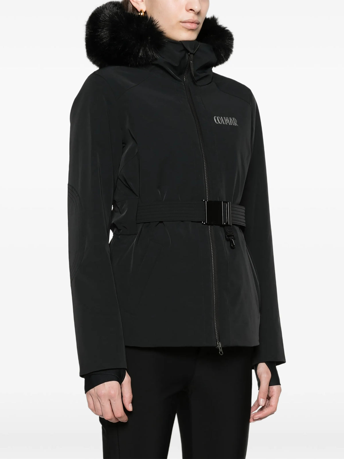shaped ski jacket with faux fur