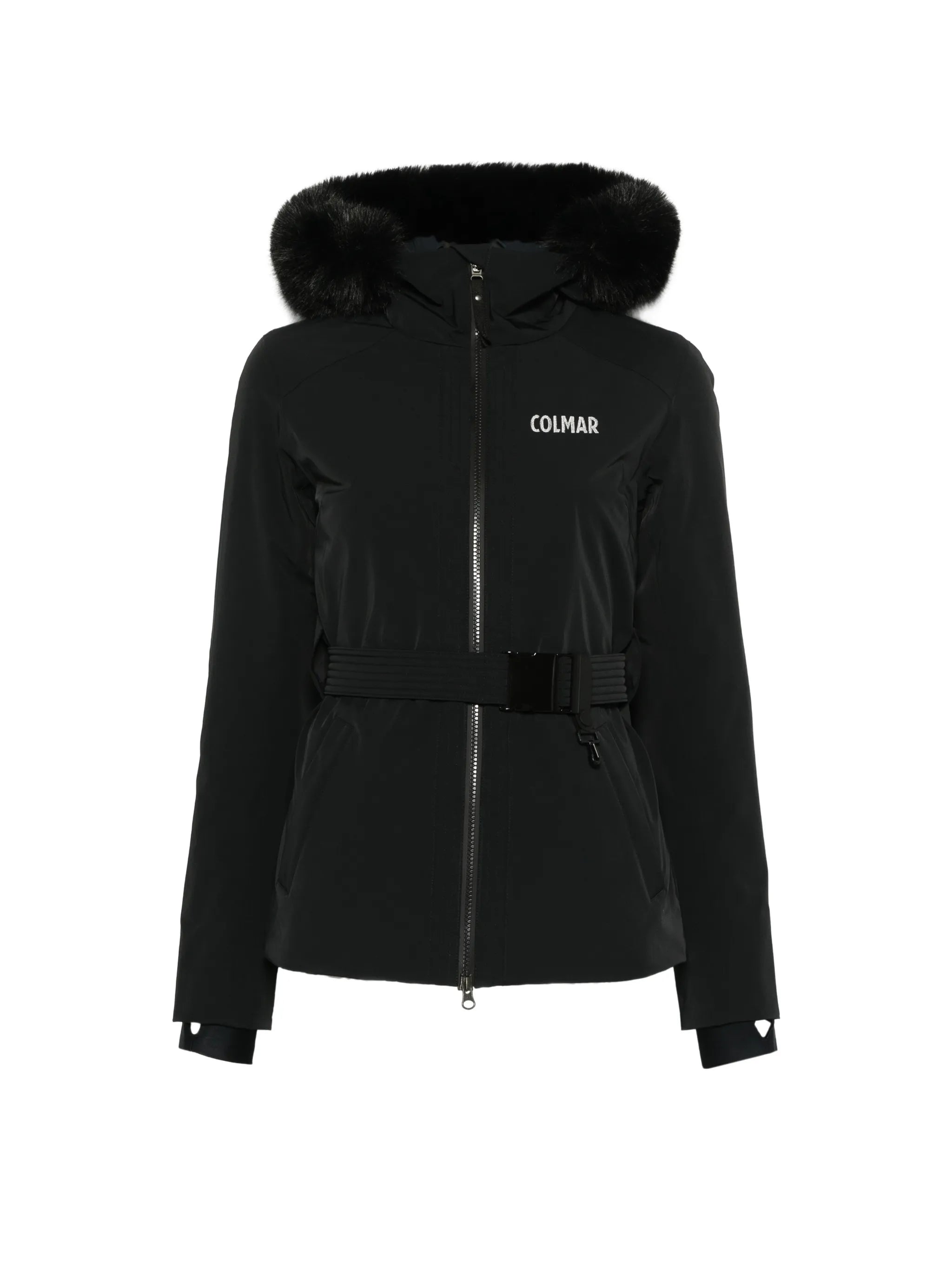 shaped ski jacket with faux fur