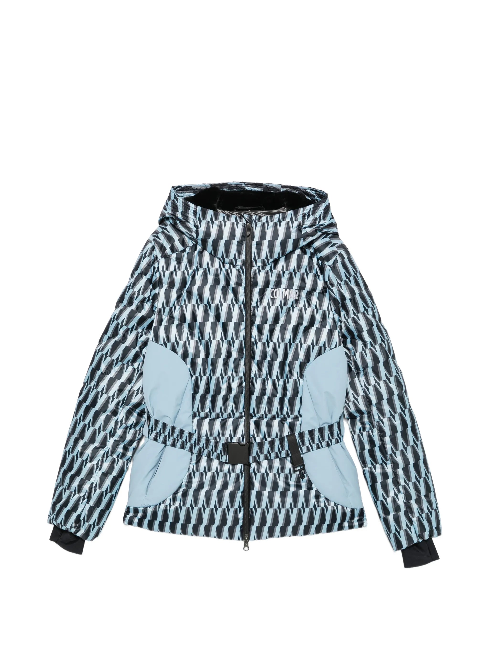 printed belted ski jacket