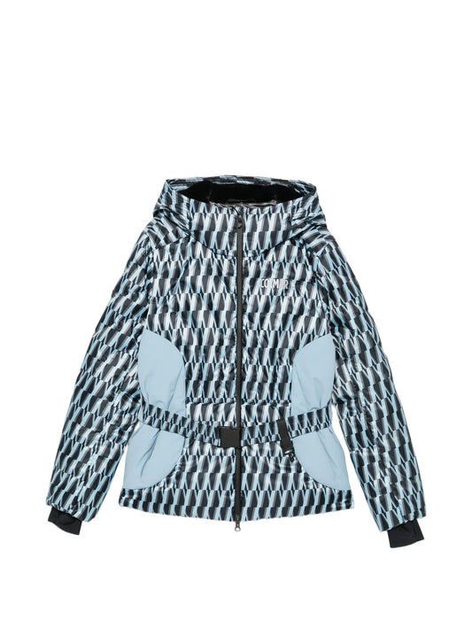 printed belted ski jacket