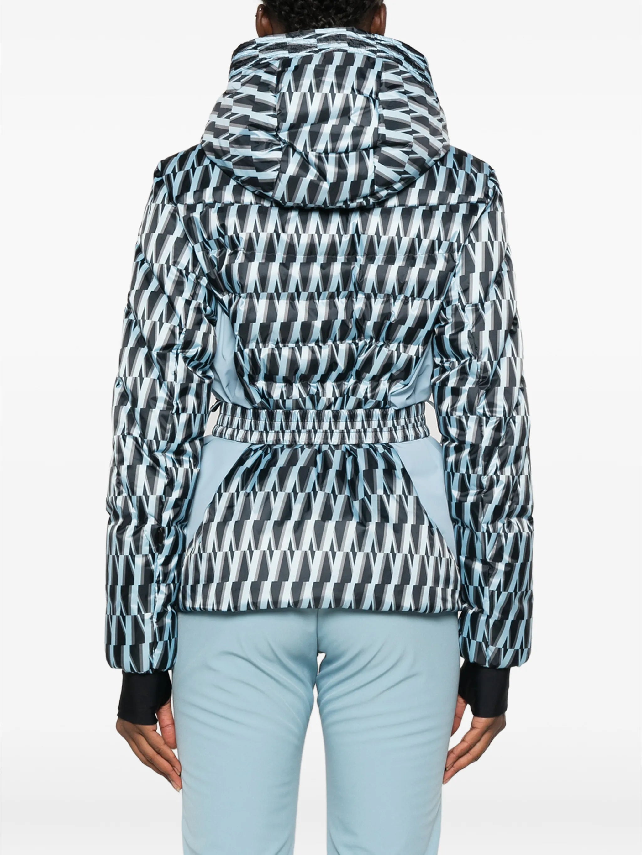 printed belted ski jacket