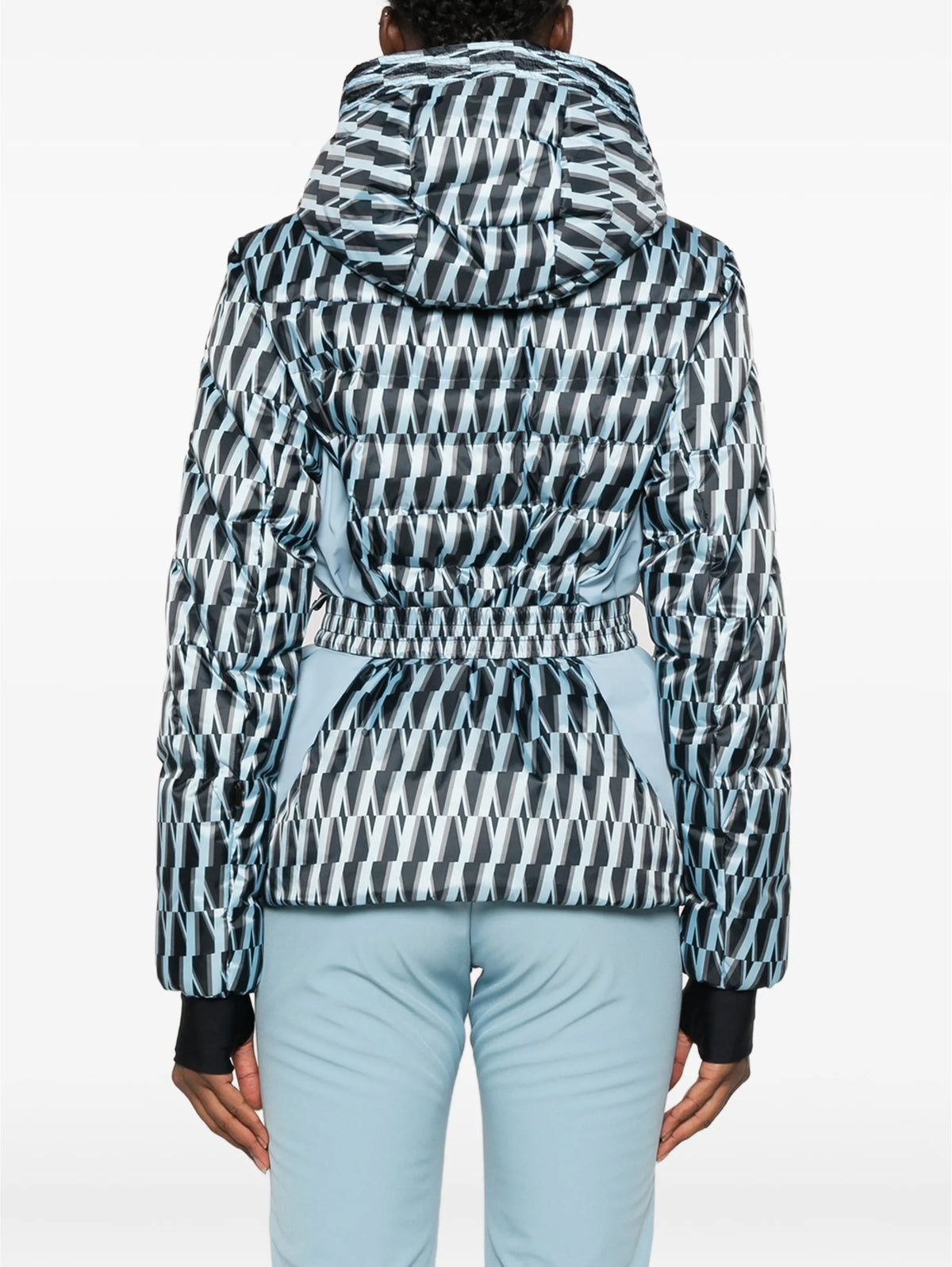 printed belted ski jacket