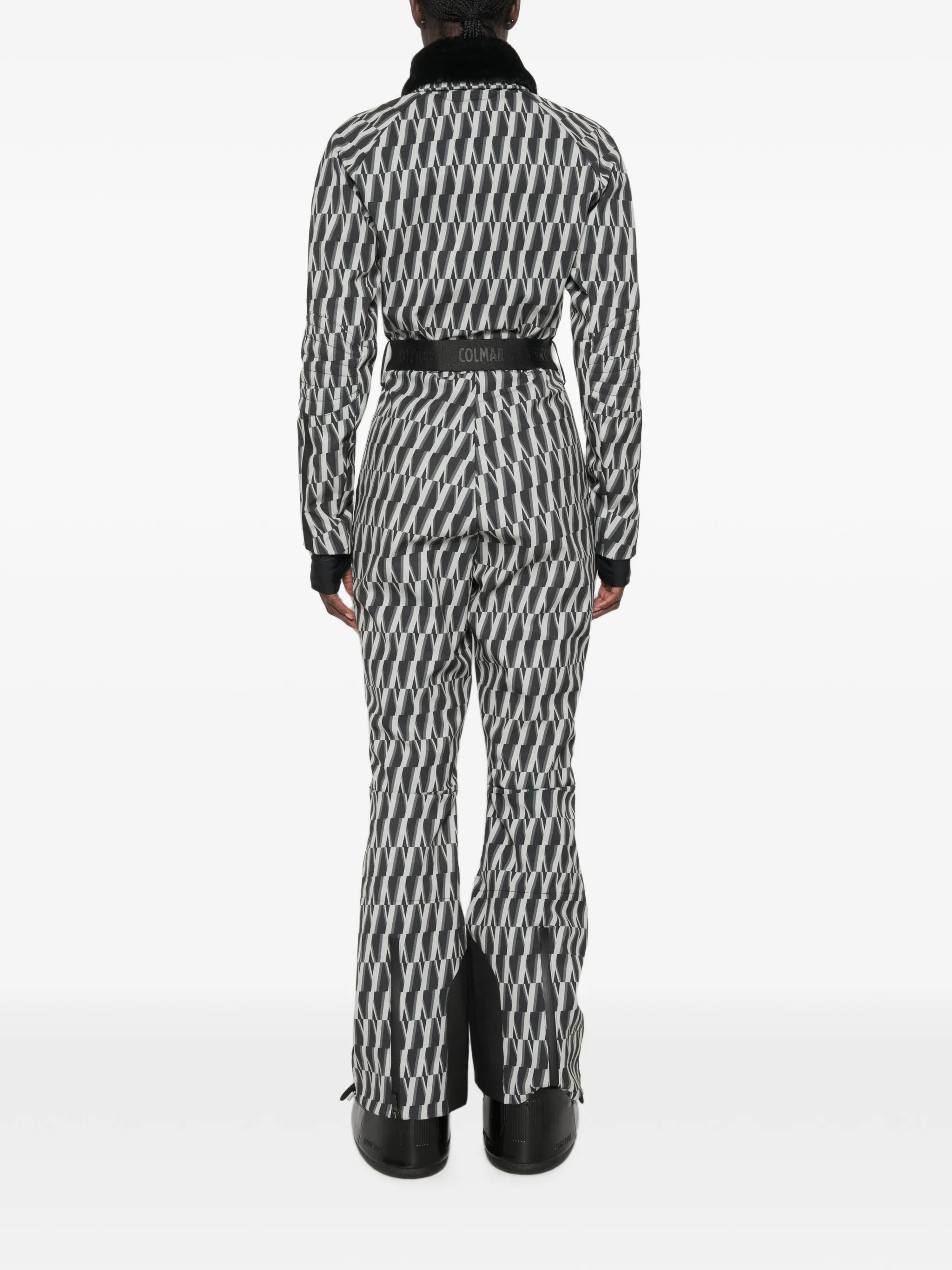printed belted ski suit
