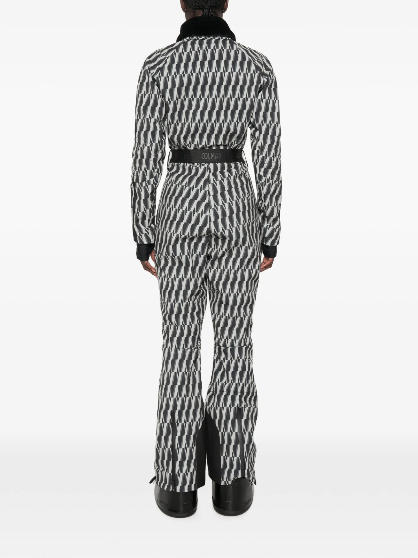 printed belted ski suit