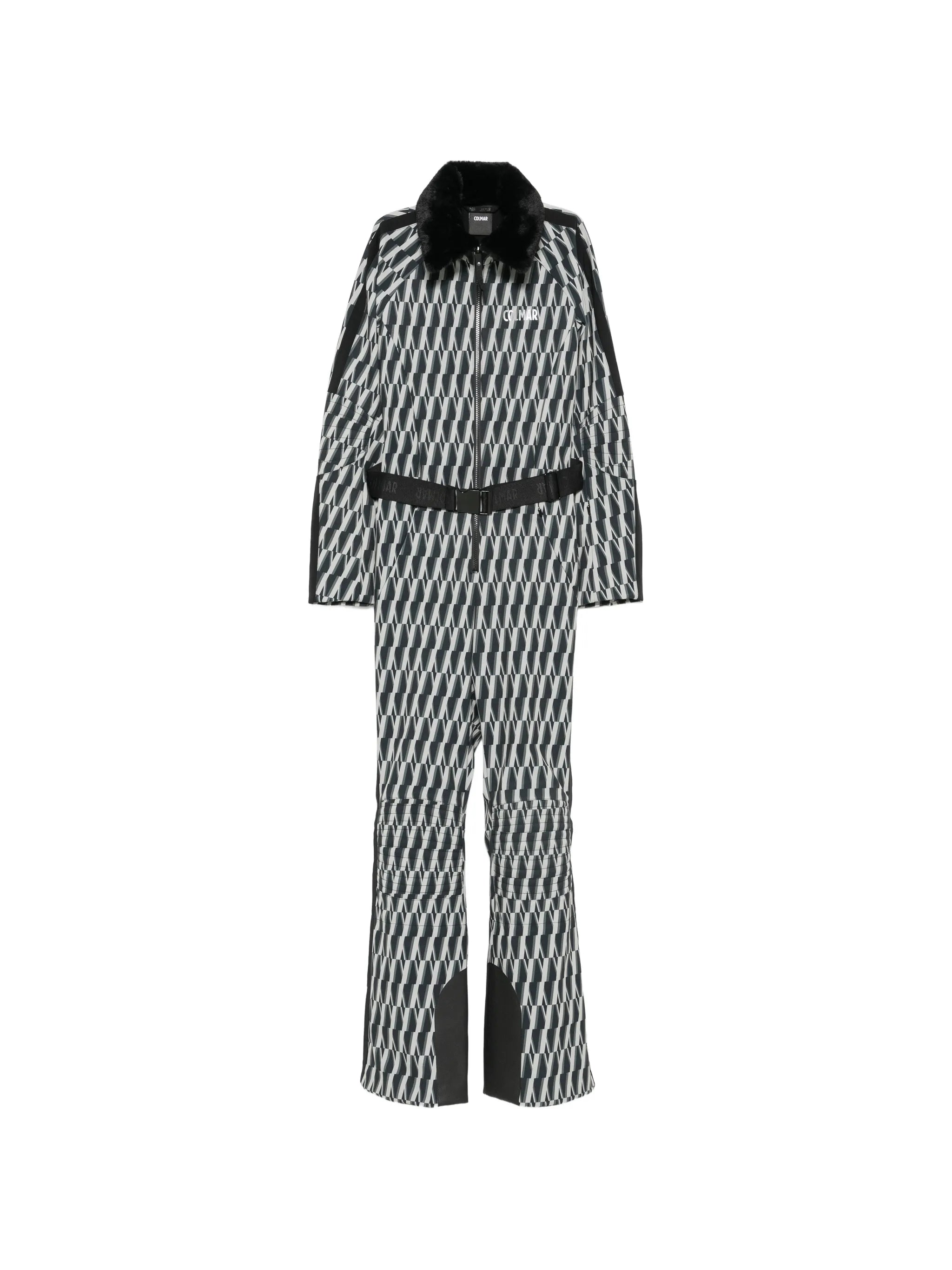 printed belted ski suit
