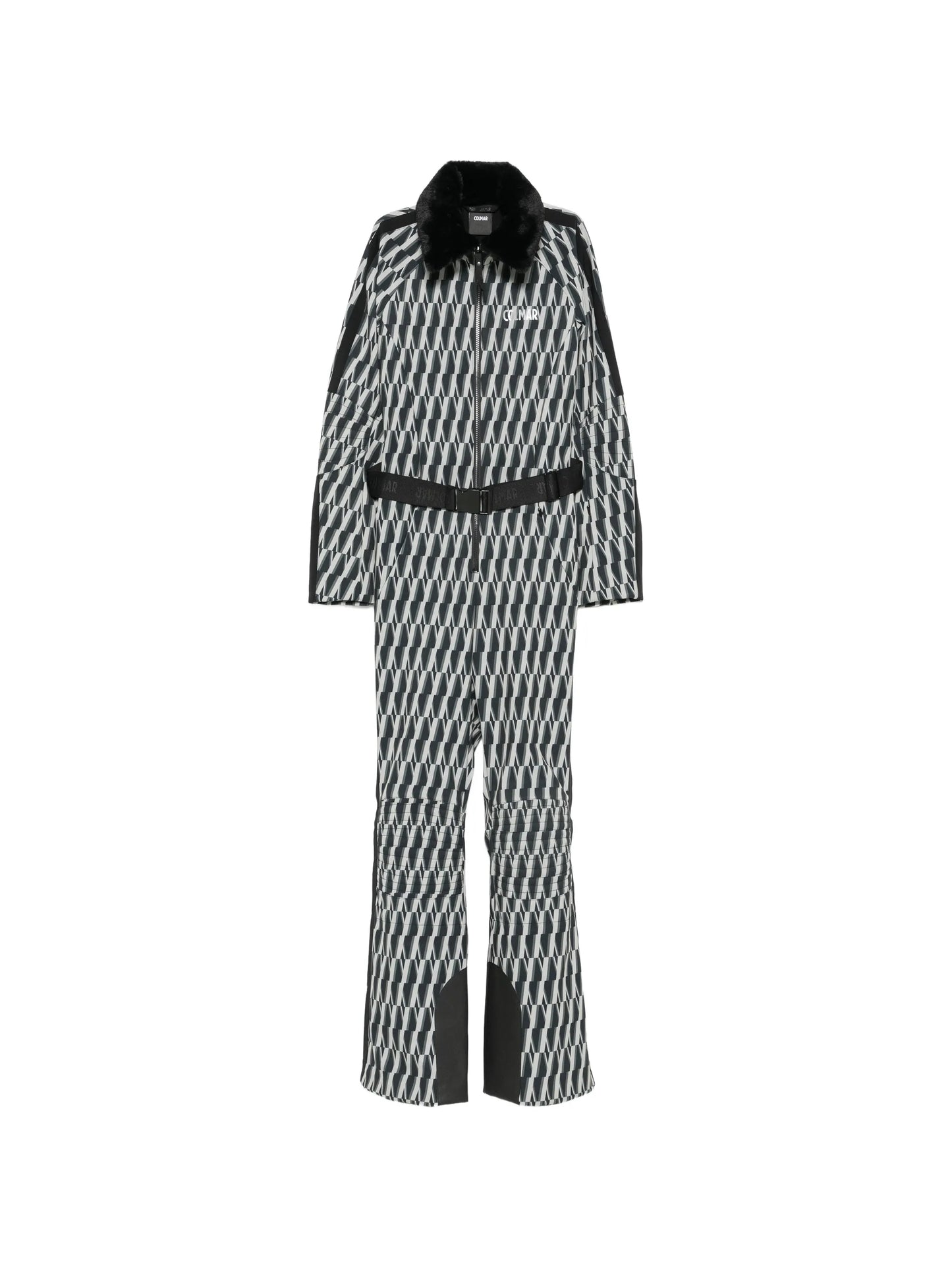 printed belted ski suit