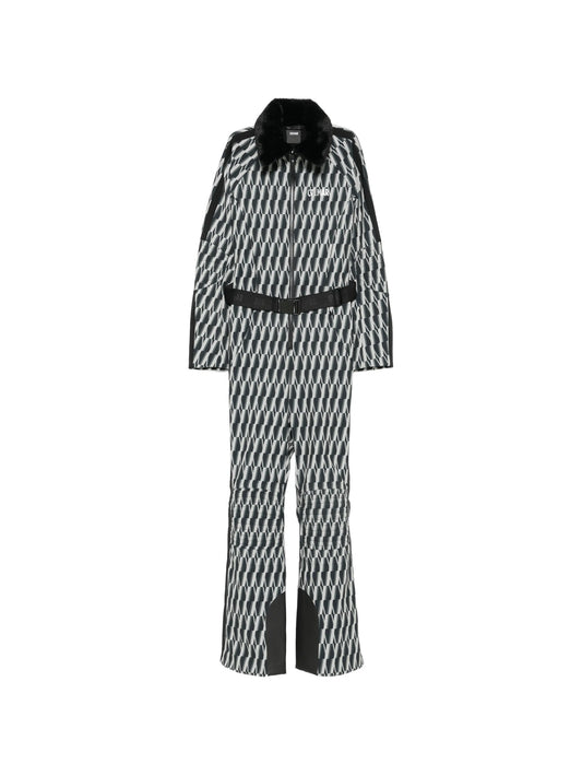 printed belted ski suit