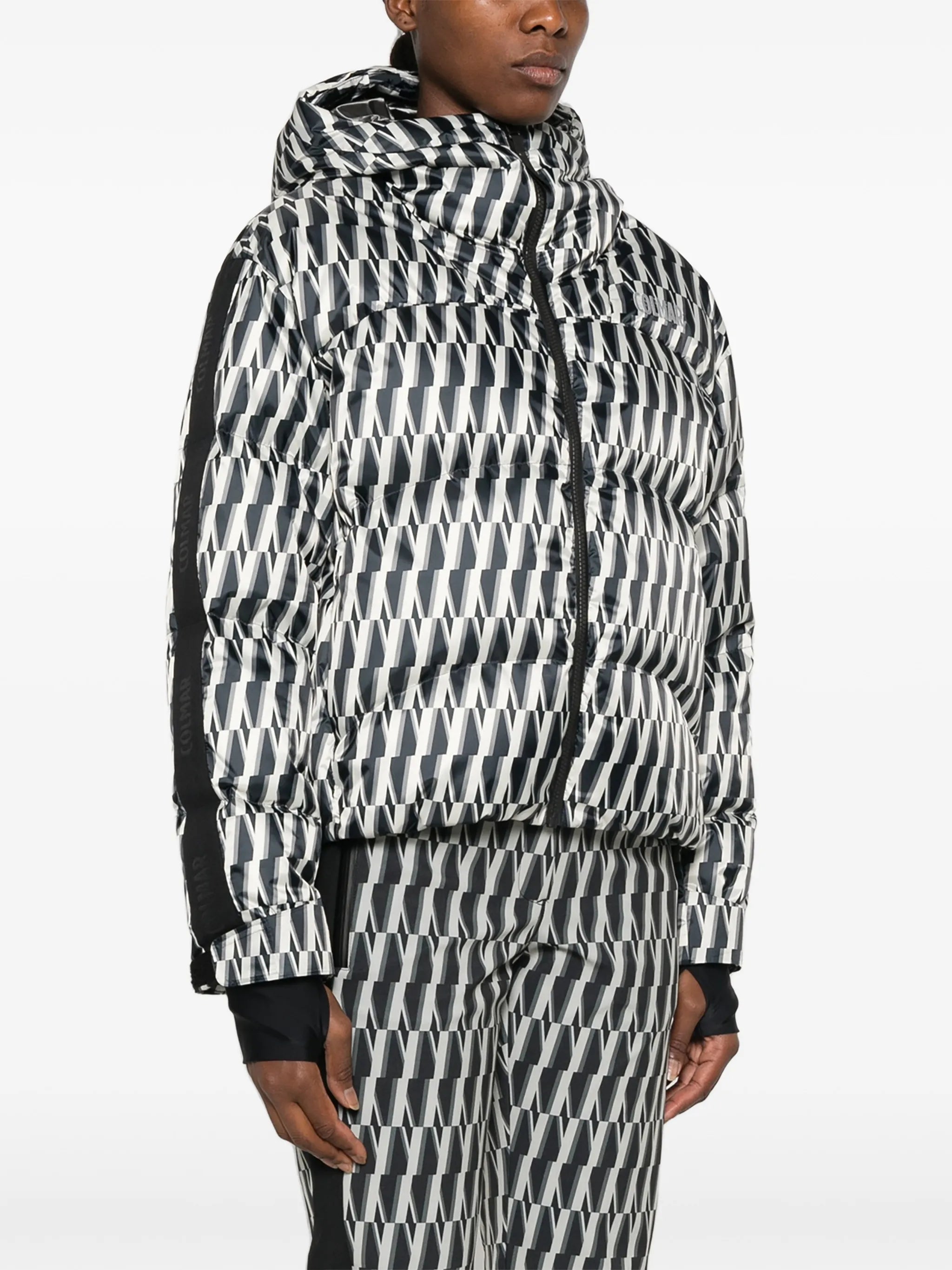 printed hooded ski jacket