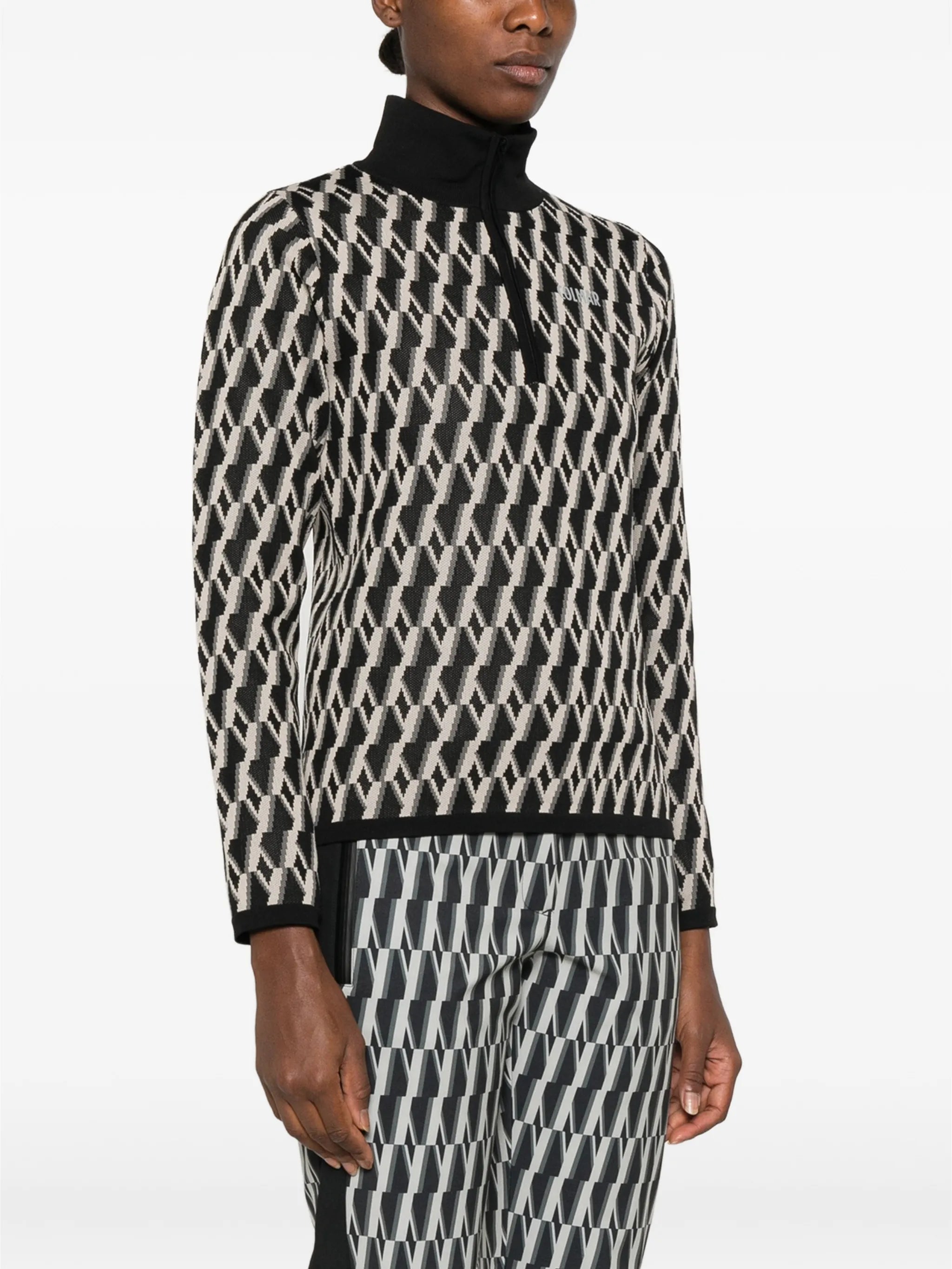 jacquard-pattern half-zip sweater
