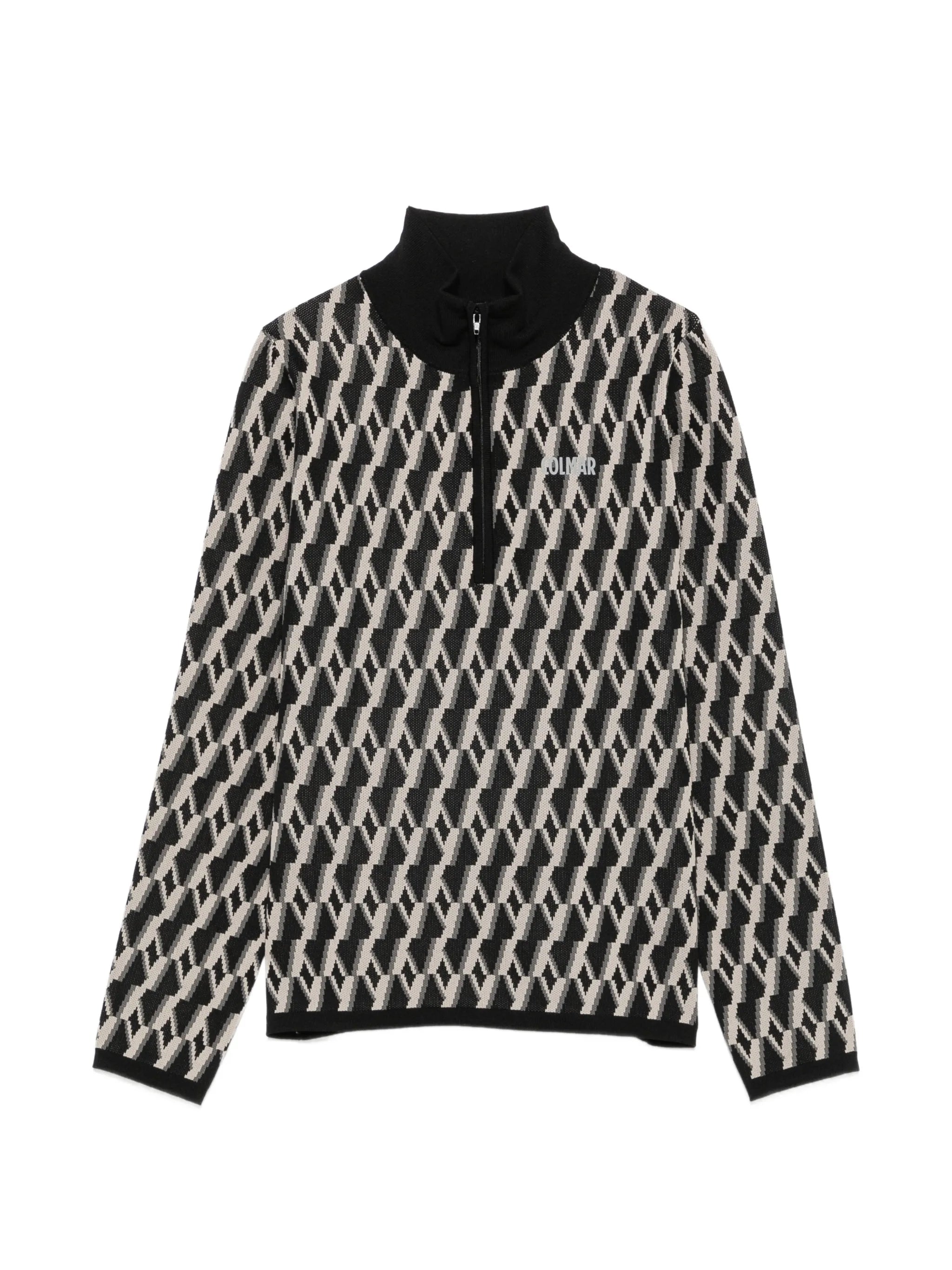 jacquard-pattern half-zip sweater