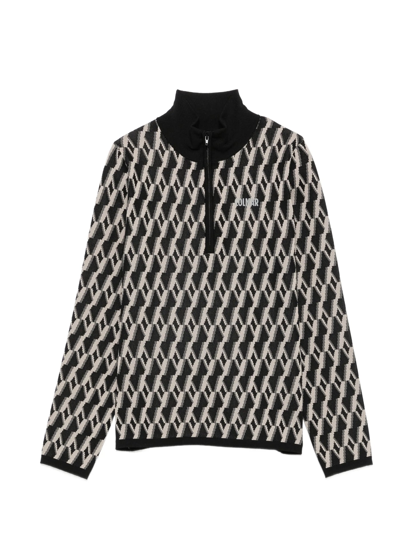 jacquard-pattern half-zip sweater