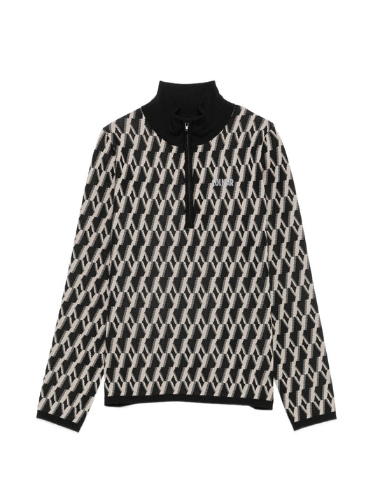 jacquard-pattern half-zip sweater
