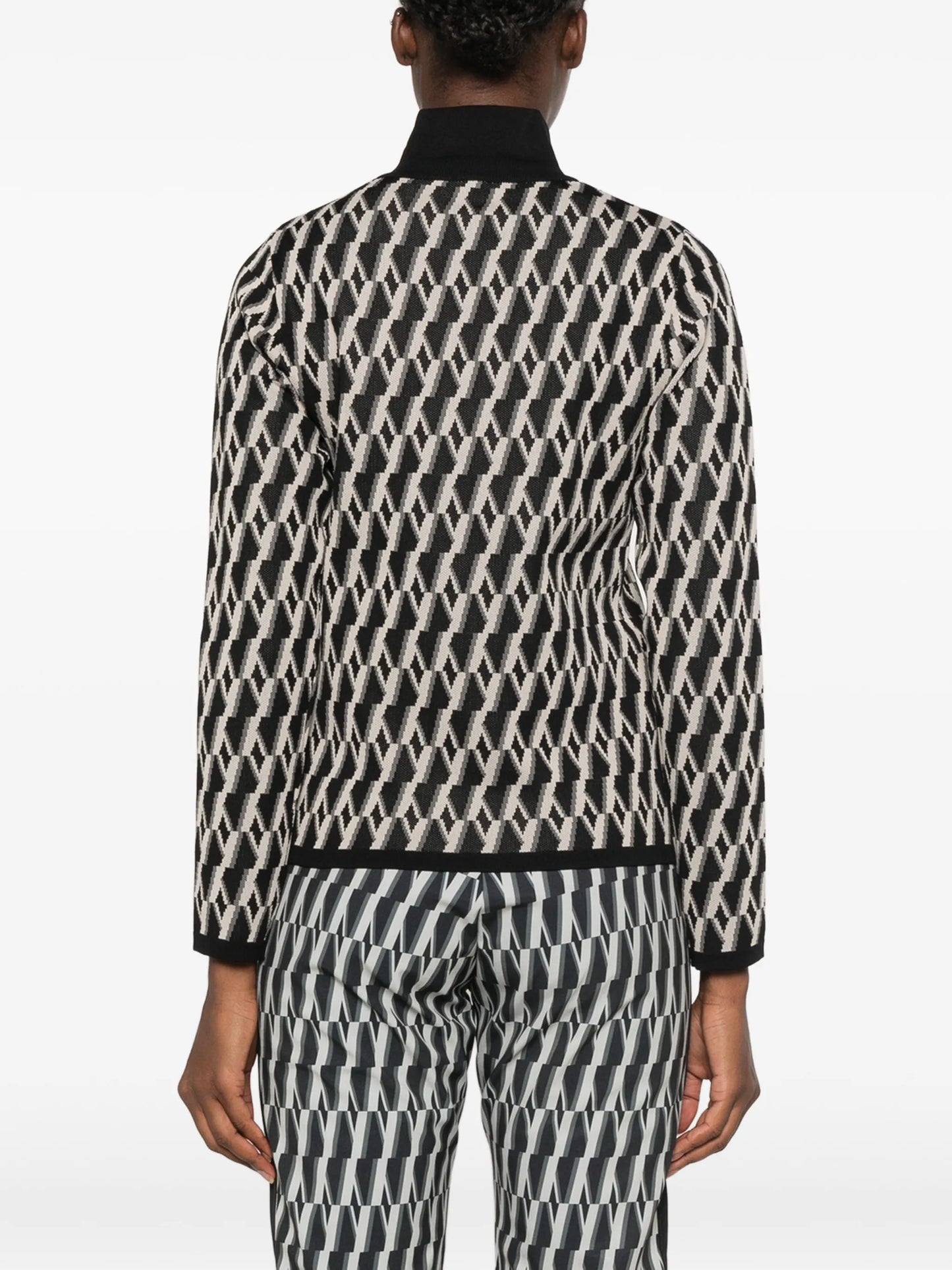 jacquard-pattern half-zip sweater
