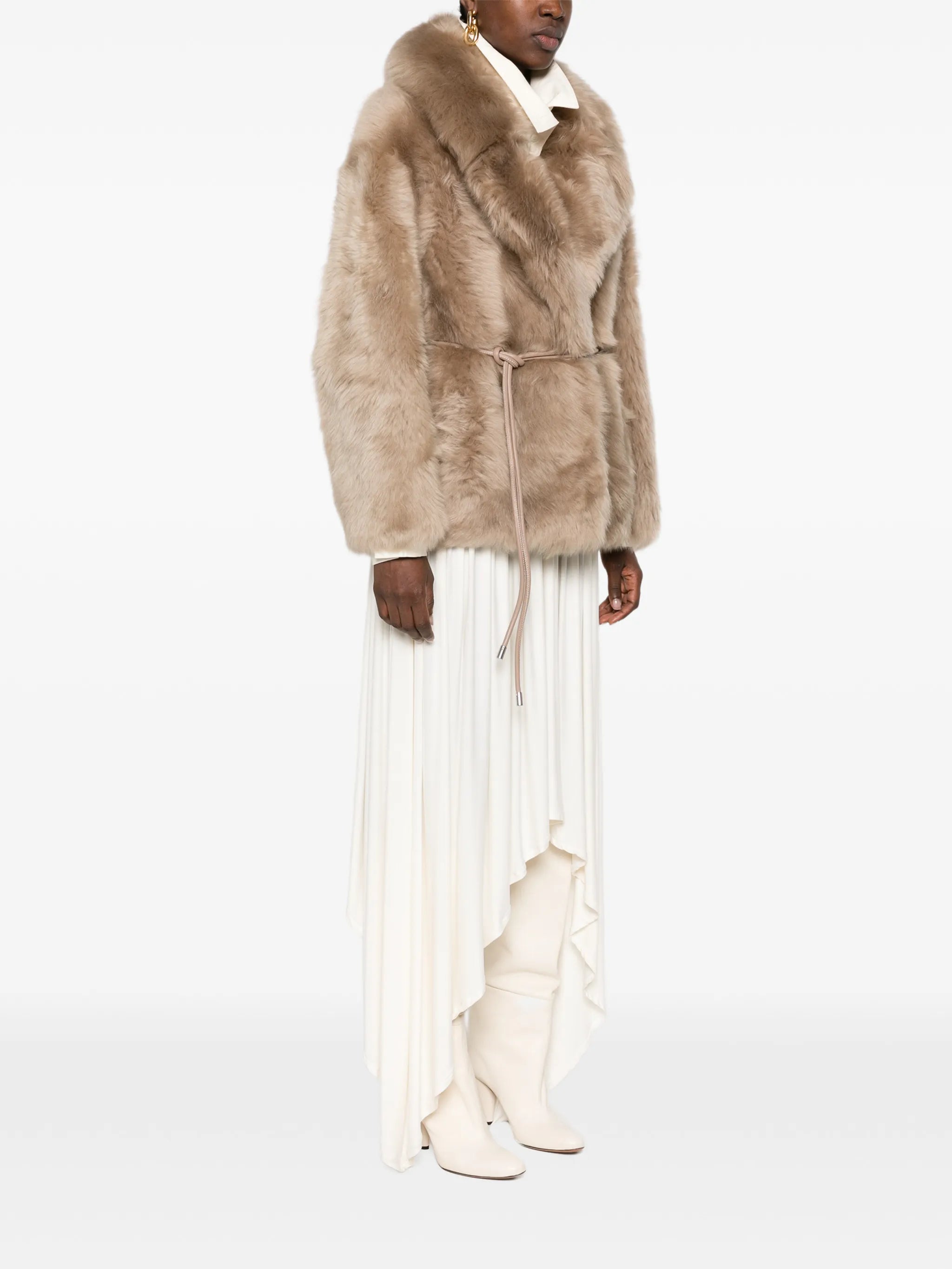 Ali belted shearling coat