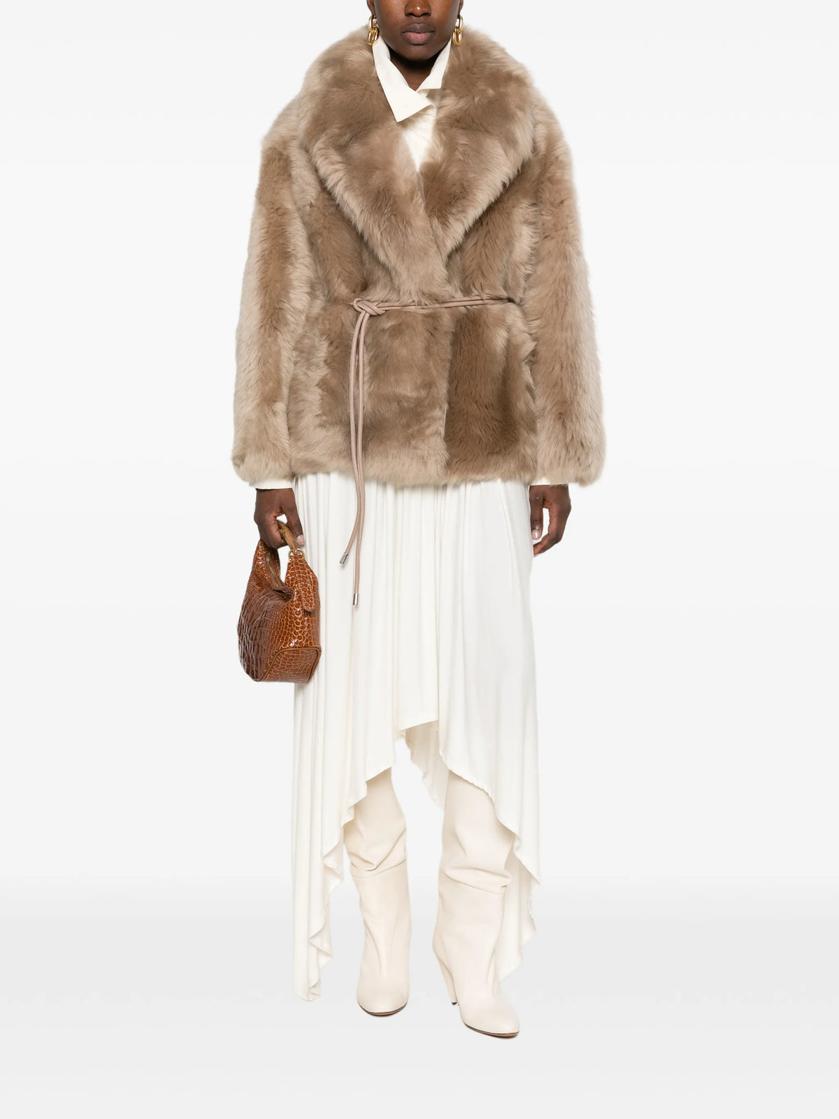 Ali belted shearling coat