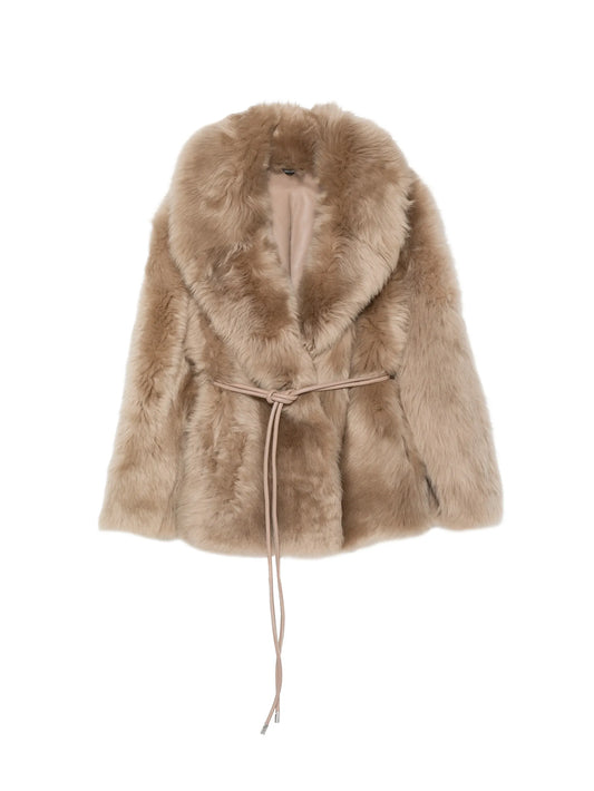 Ali belted shearling coat