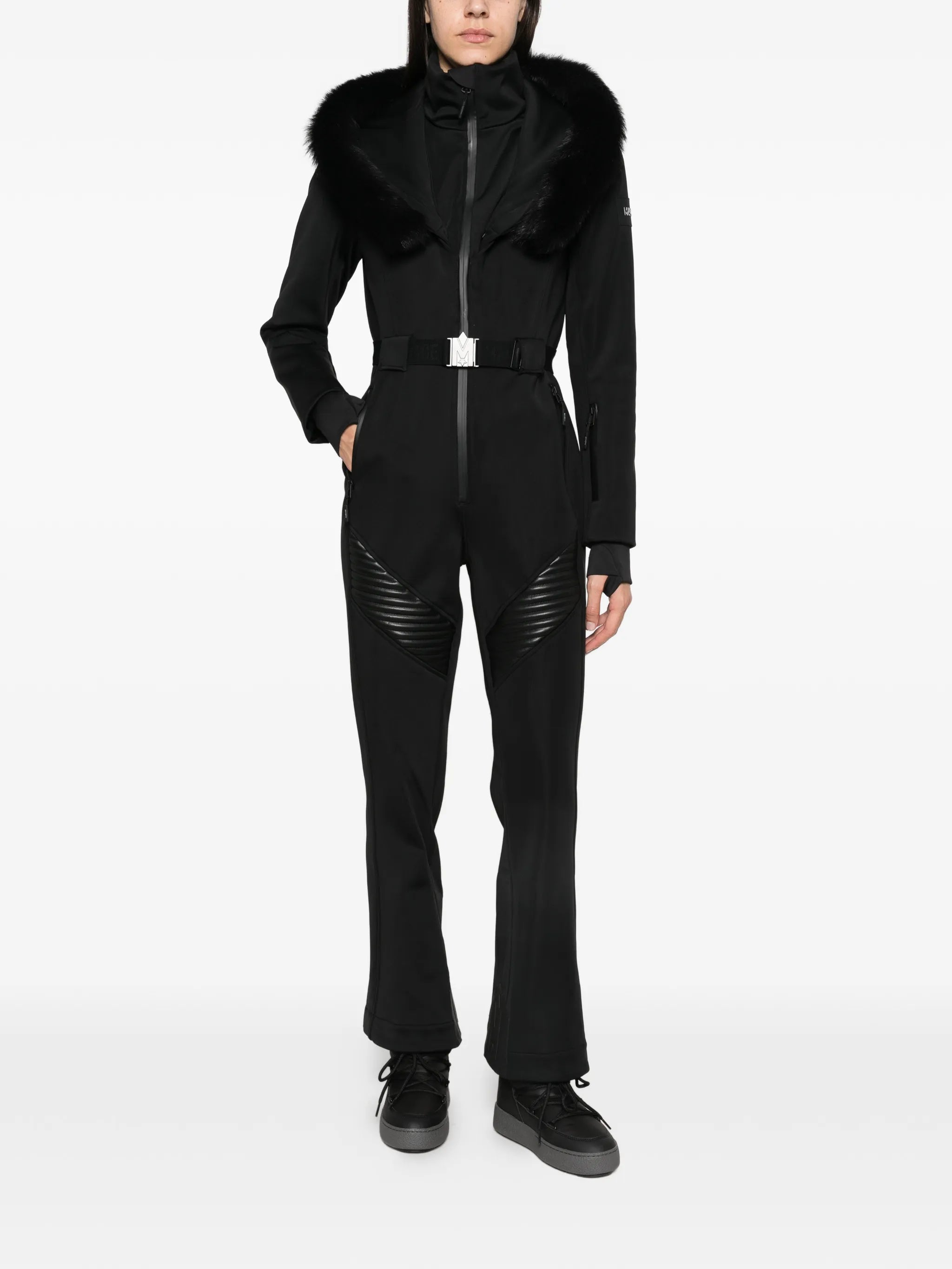 Elle shearling-trim ski suit