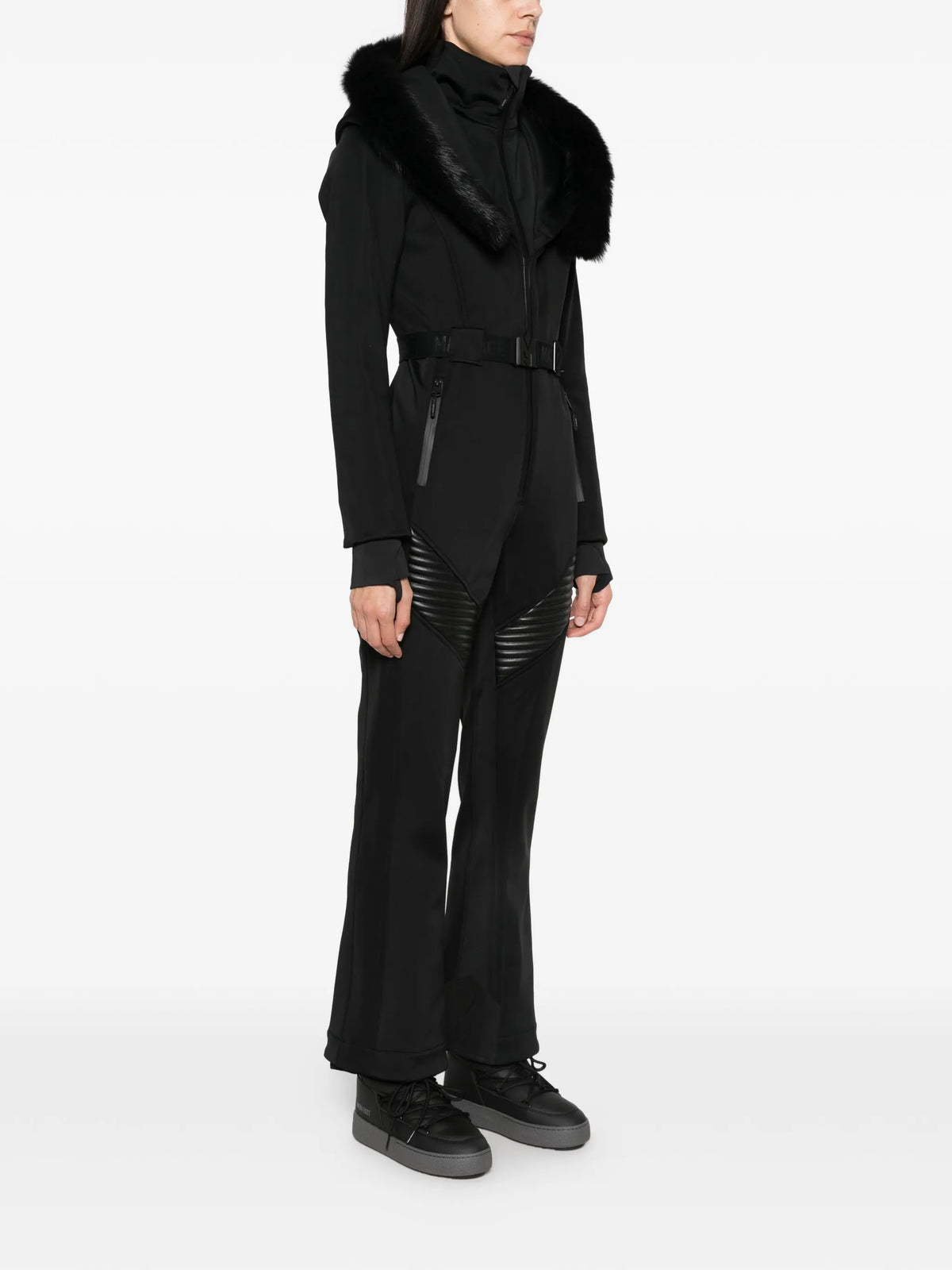 Elle shearling-trim ski suit