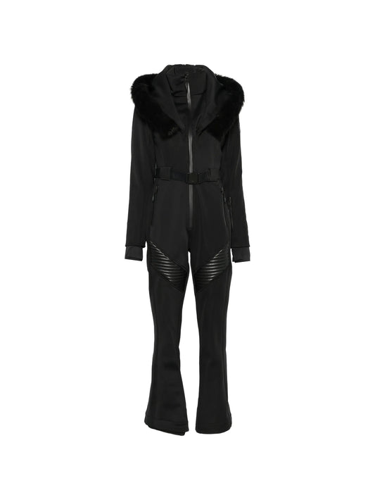 Elle shearling-trim ski suit