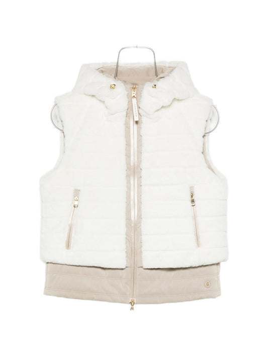 Manda faux-fur down waistcoat in off-white/beige