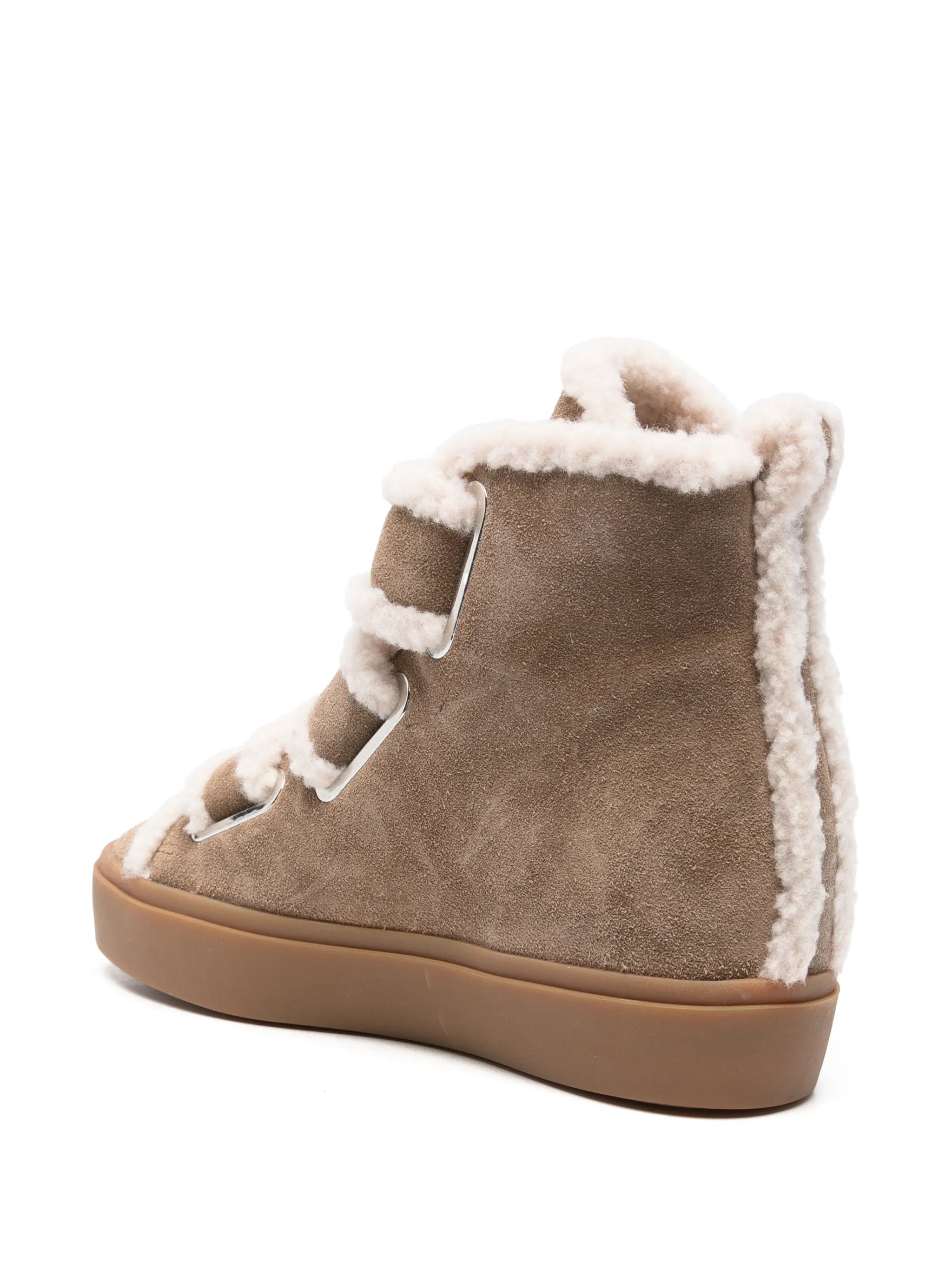 shearling touch-strap ankle boots