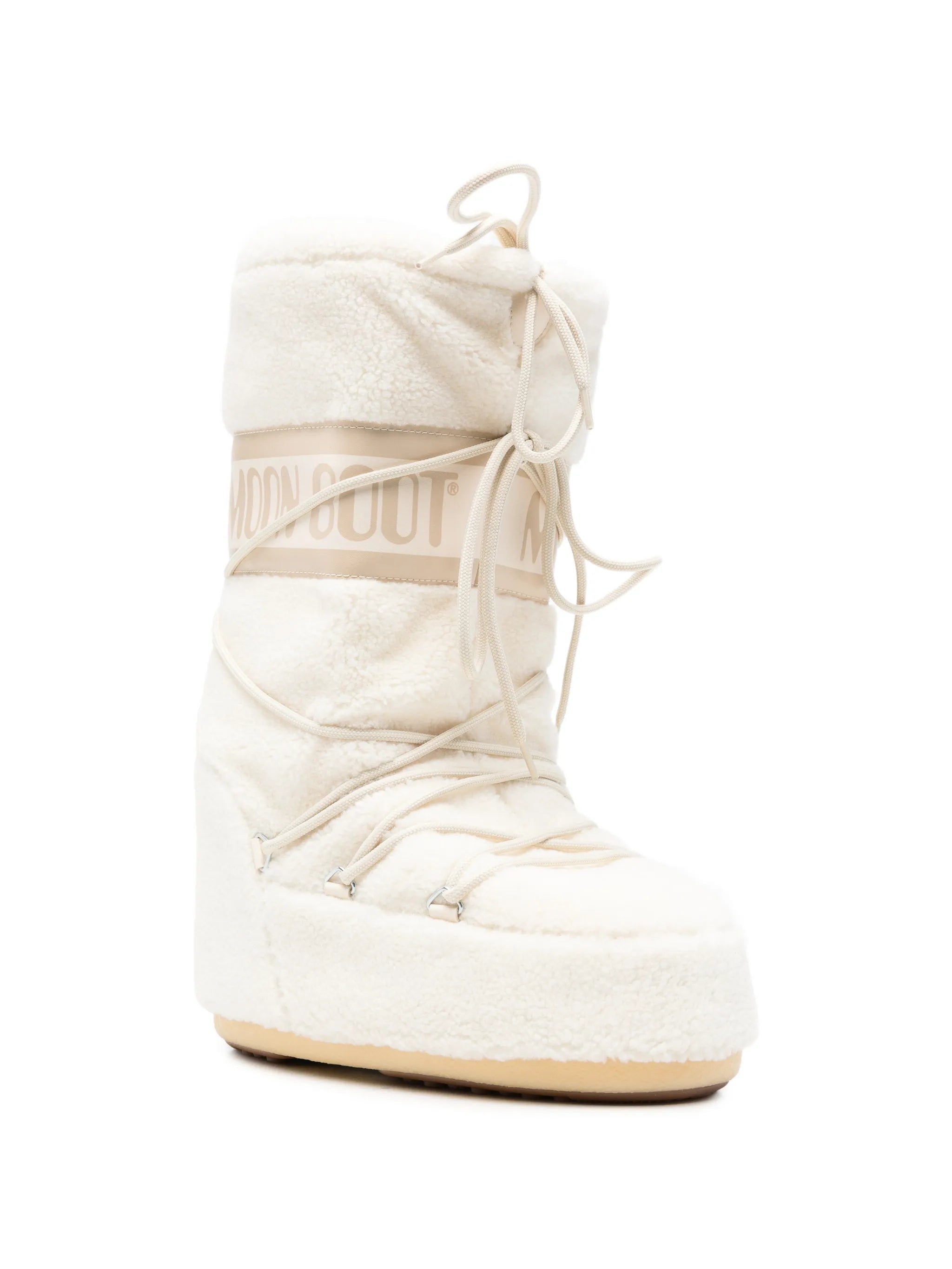 fleece-texture lace-up boots