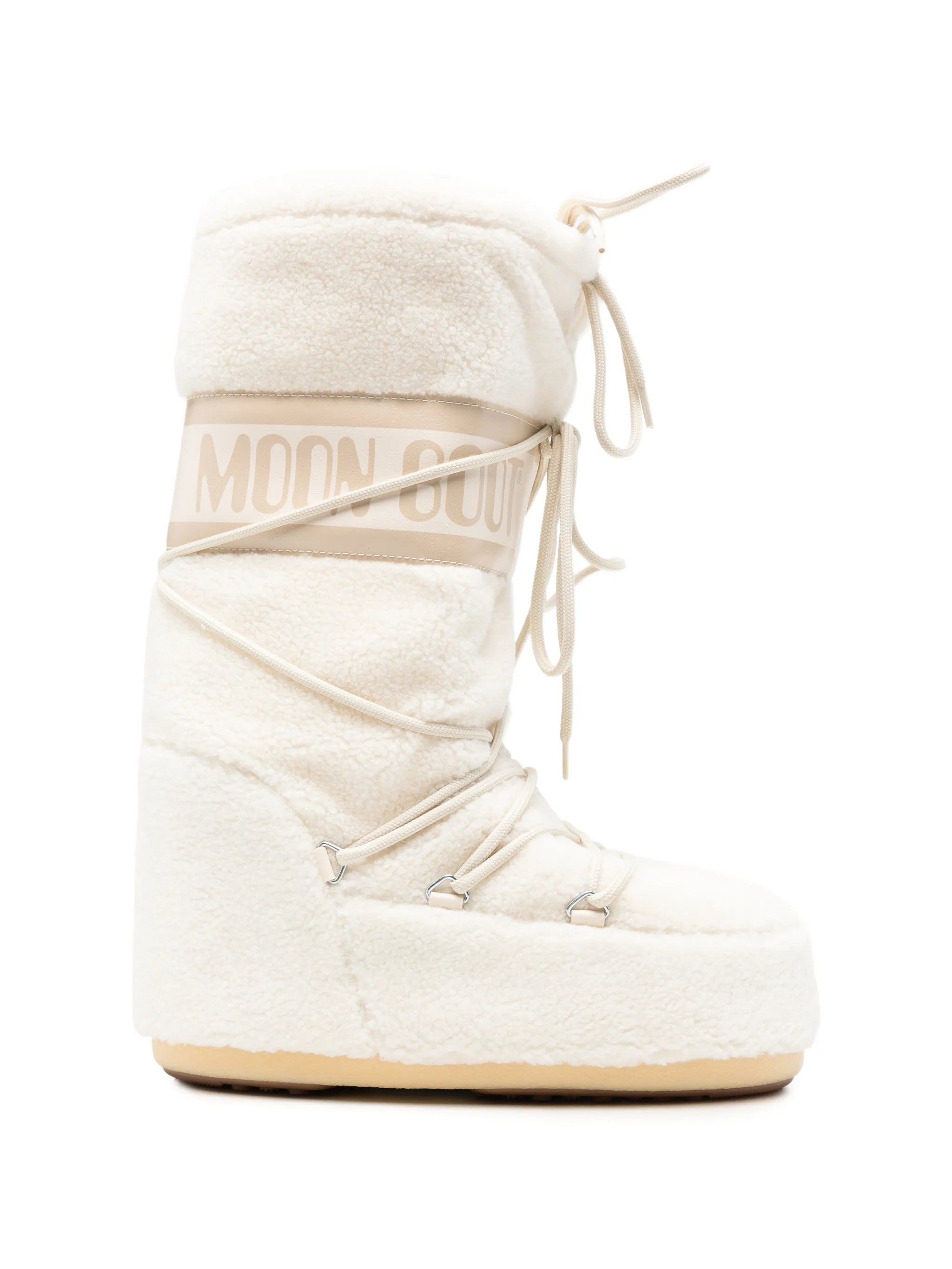 fleece-texture lace-up boots