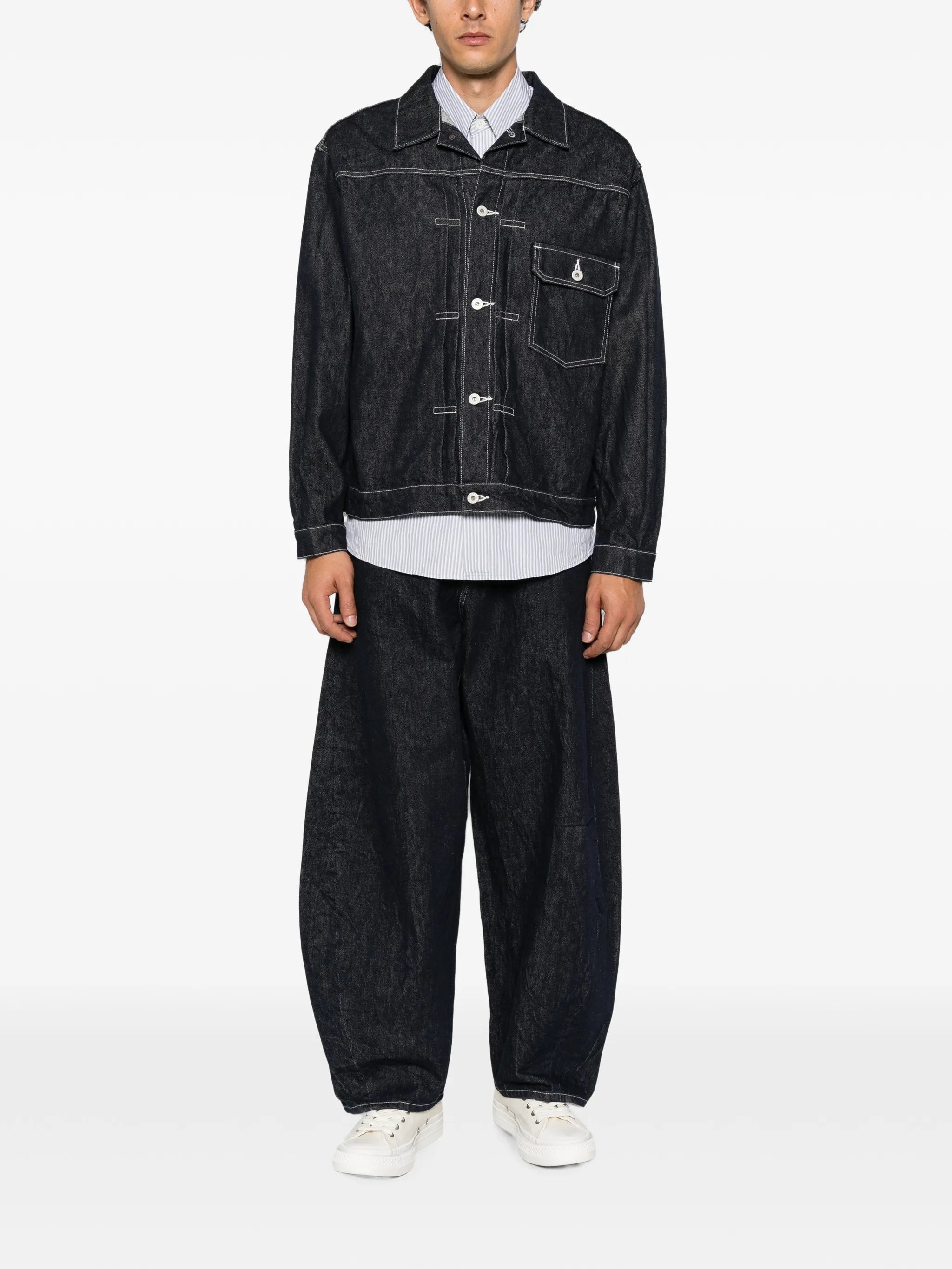 contrast-stitch denim jacket