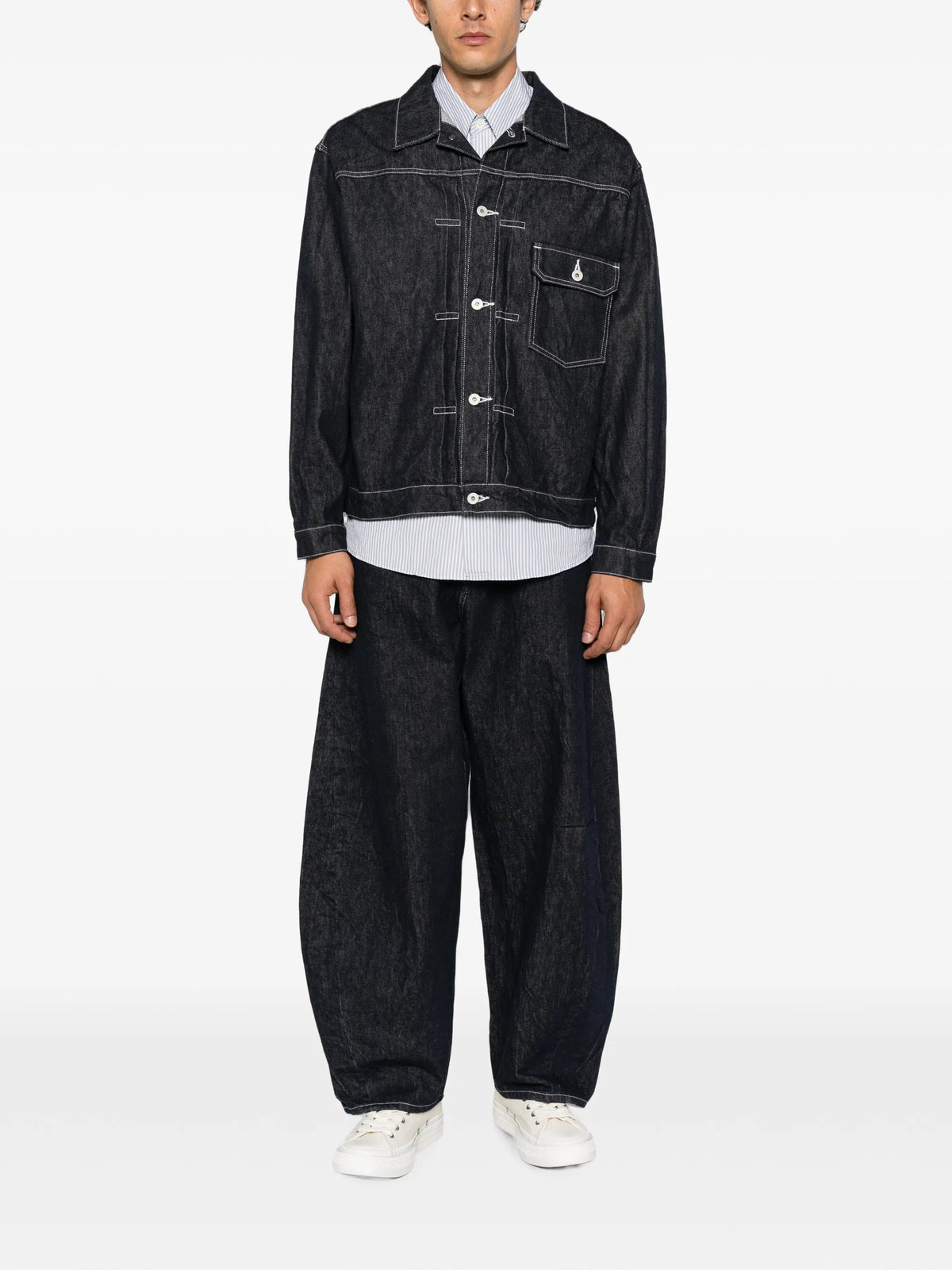 contrast-stitch denim jacket