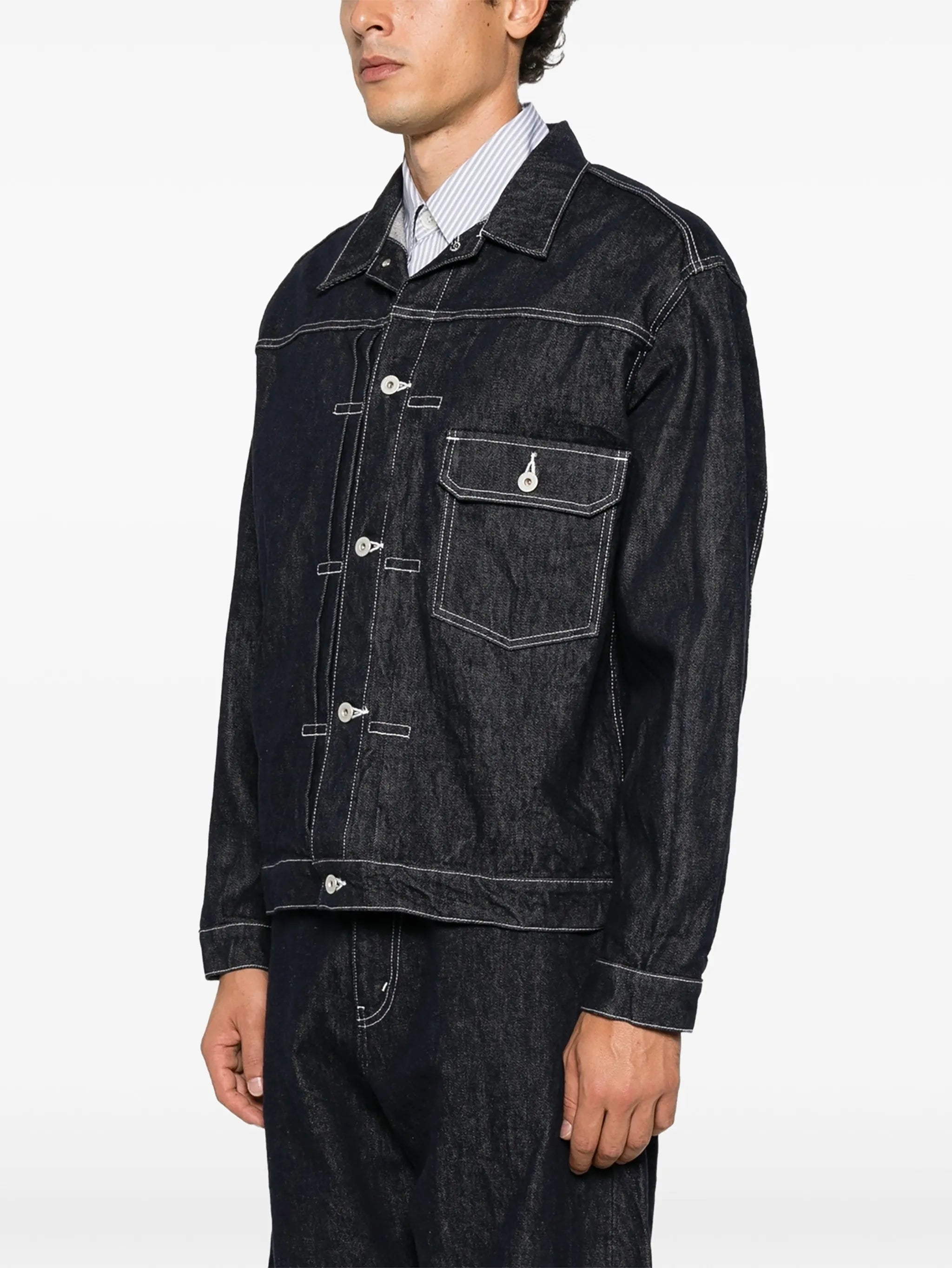 contrast-stitch denim jacket
