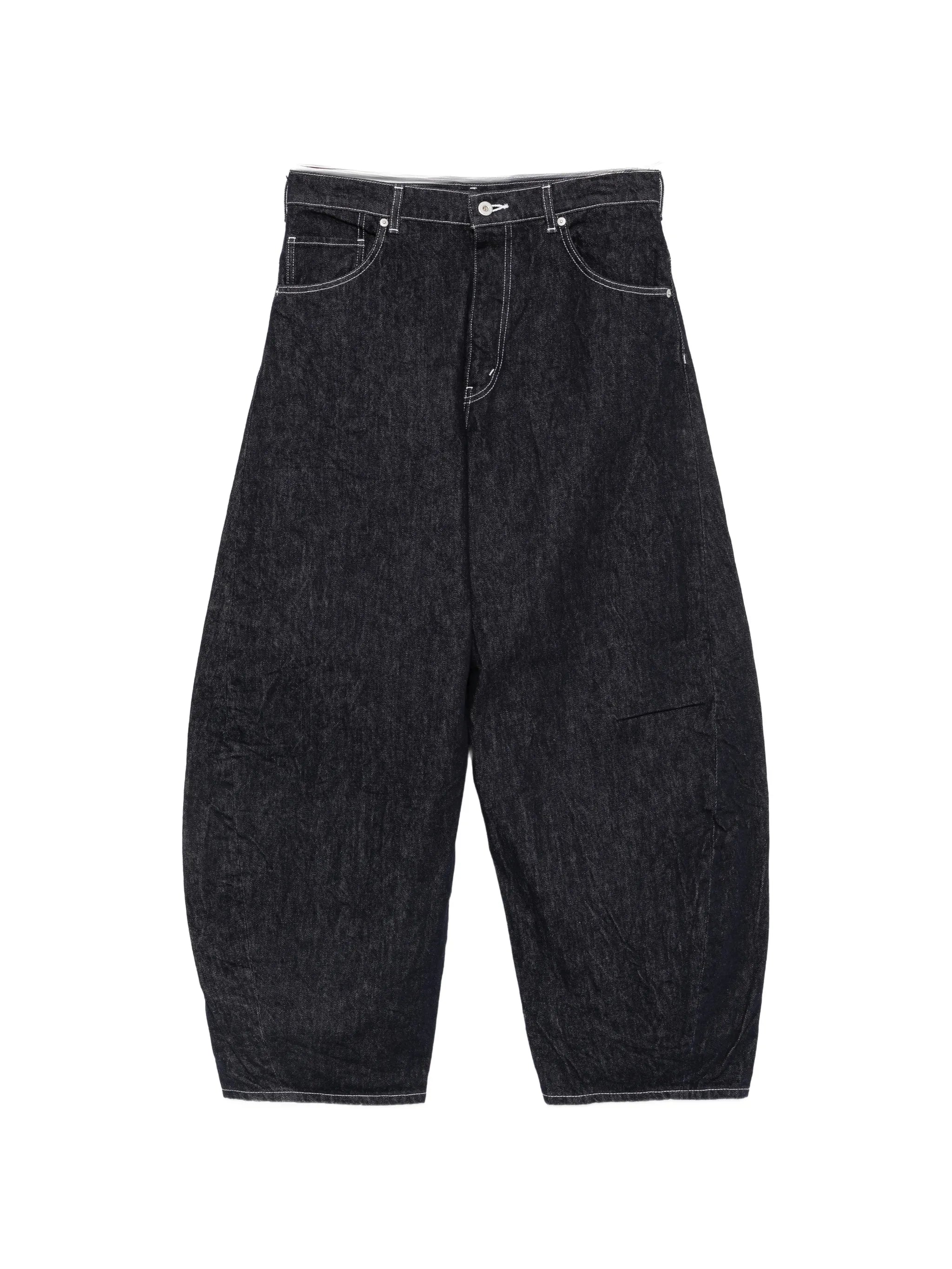 contrast-stitch wide-leg jeans
