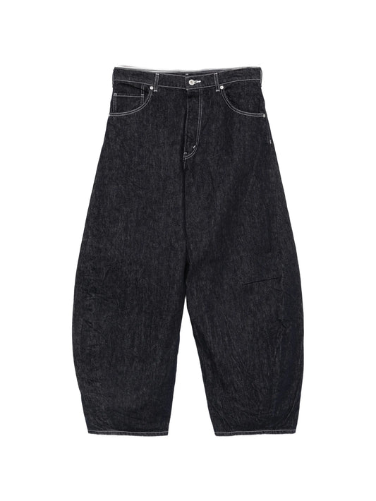 contrast-stitch wide-leg jeans