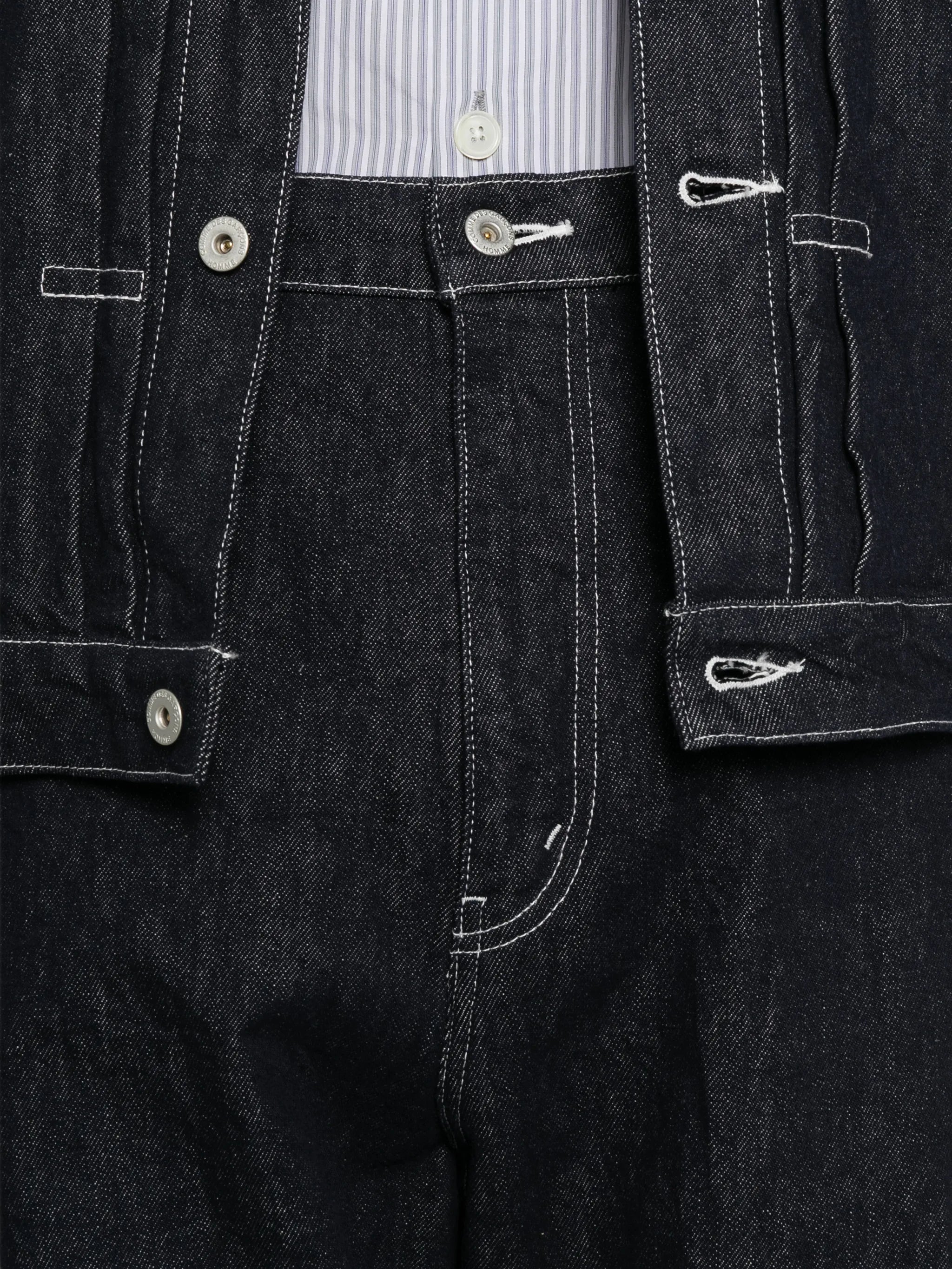 contrast-stitch wide-leg jeans