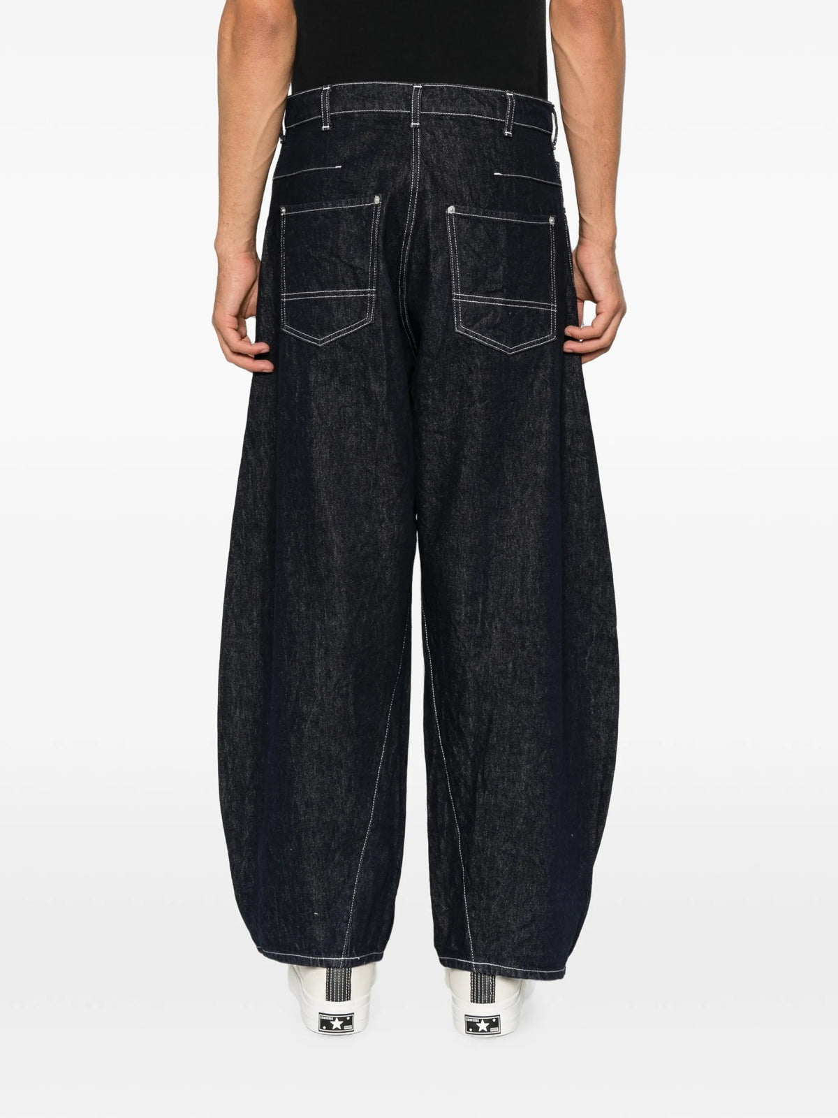 contrast-stitch wide-leg jeans