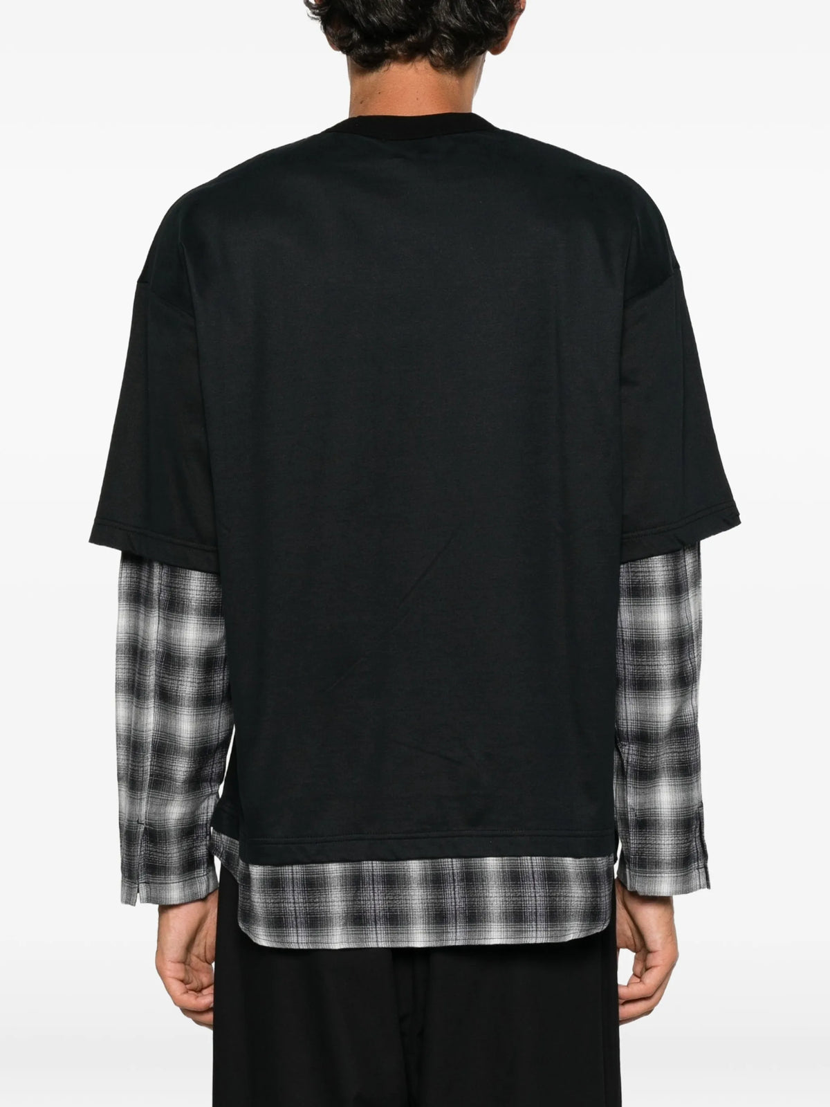 layered-design check-pattern T-shirt