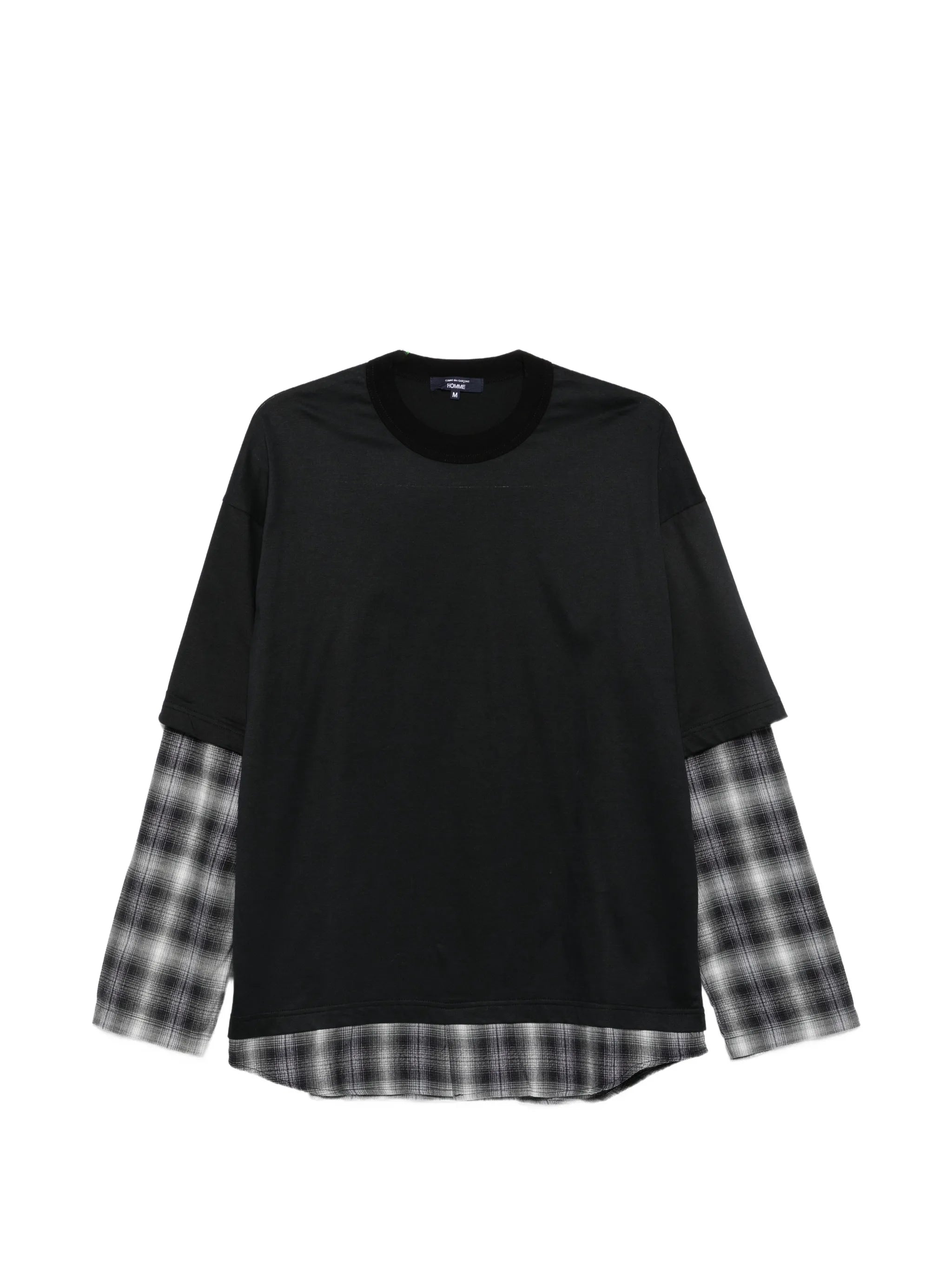 layered-design check-pattern T-shirt