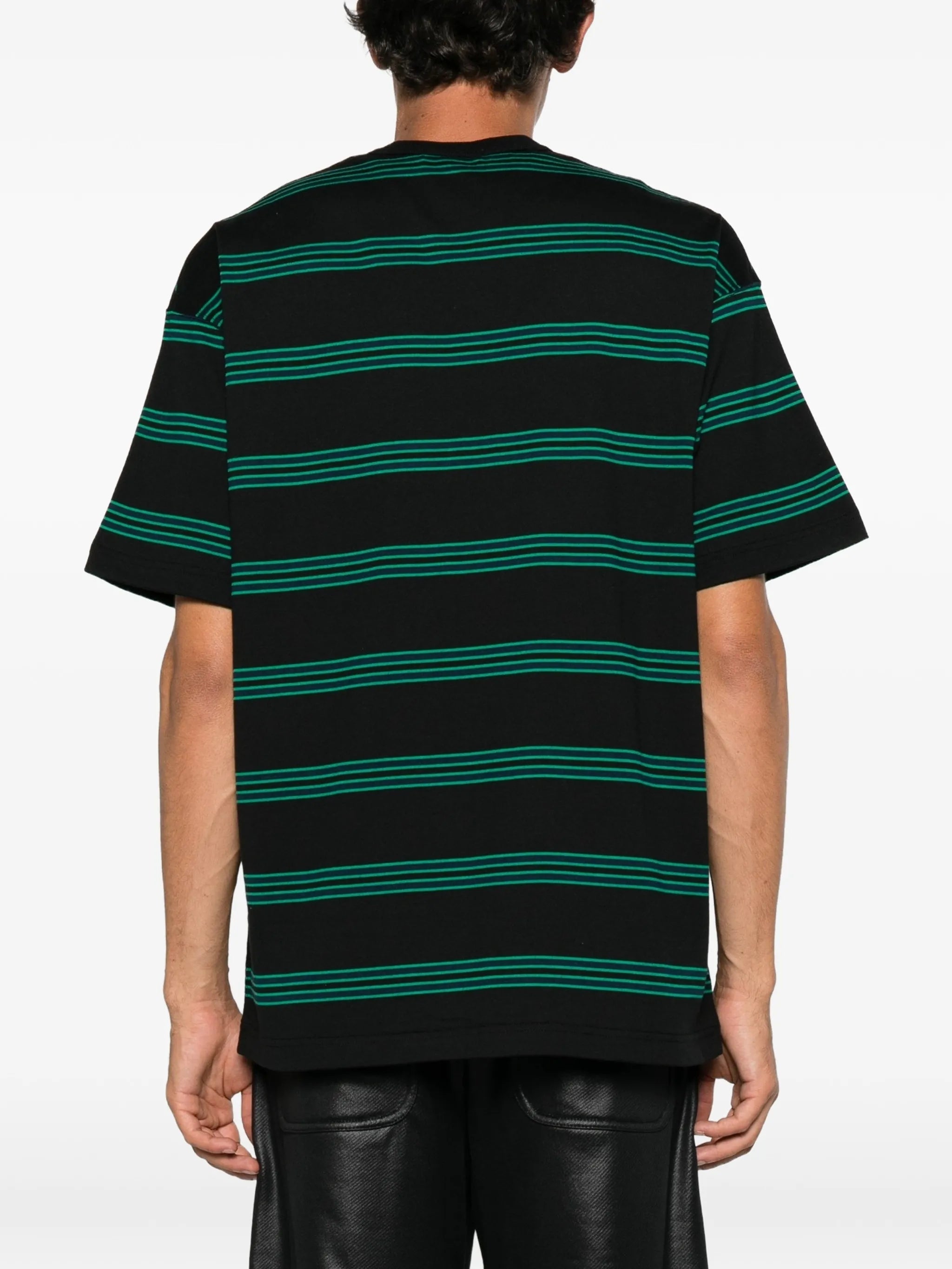 striped-print chest-pocket T-shirt