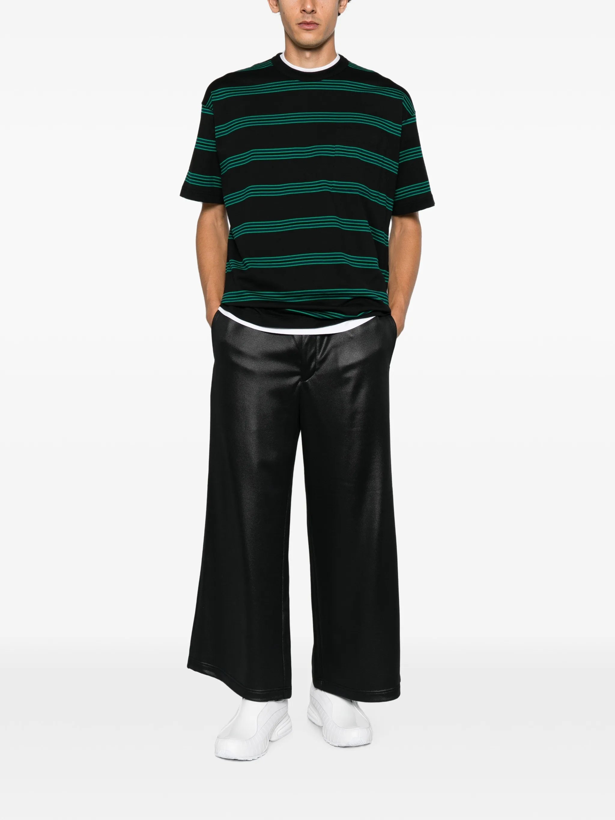striped-print chest-pocket T-shirt