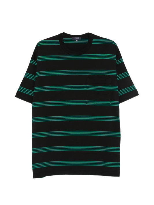 striped-print chest-pocket T-shirt
